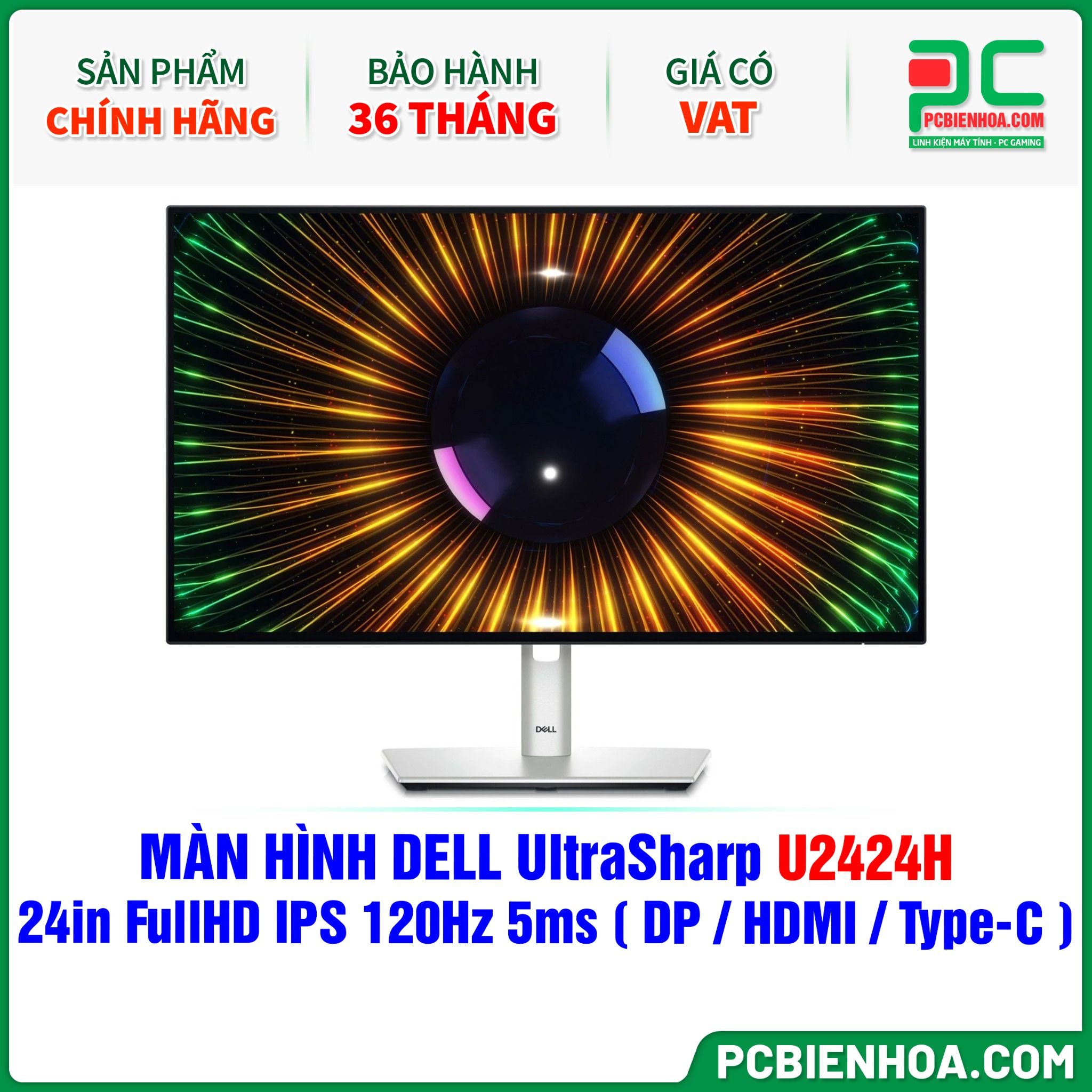 MÀN HÌNH DELL UltraSharp U2424H - 24in FullHD IPS 120Hz 5ms ( DP / HDMI / USB Type-C )