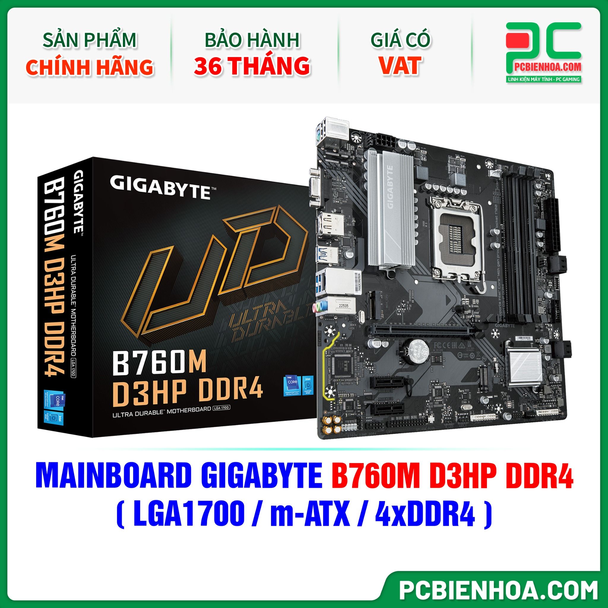 MAINBOARD GIGABYTE B760M D3HP DDR4 ( LGA1700 / m-ATX / 4xDDR4 )