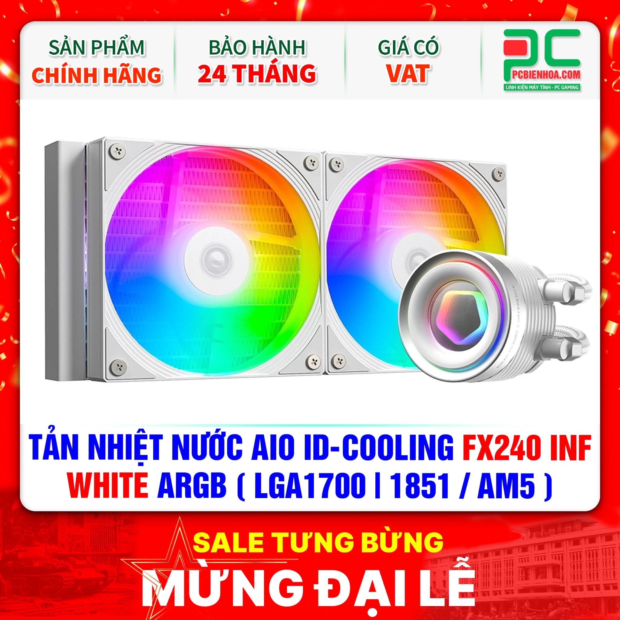 TẢN NHIỆT NƯỚC AIO ID-COOLING FX240 INF WHITE ARGB ( HỖ TRỢ SOCKET LGA1700|1851 / AM5 )