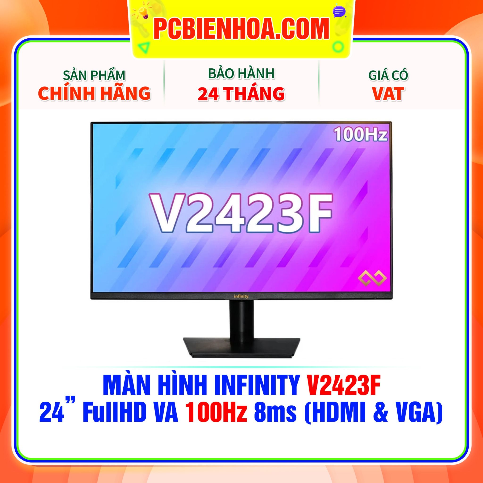  MÀN HÌNH INFINITY V2423F 24in FullHD 100Hz VA 8MS ( HDMI / VGA ) 