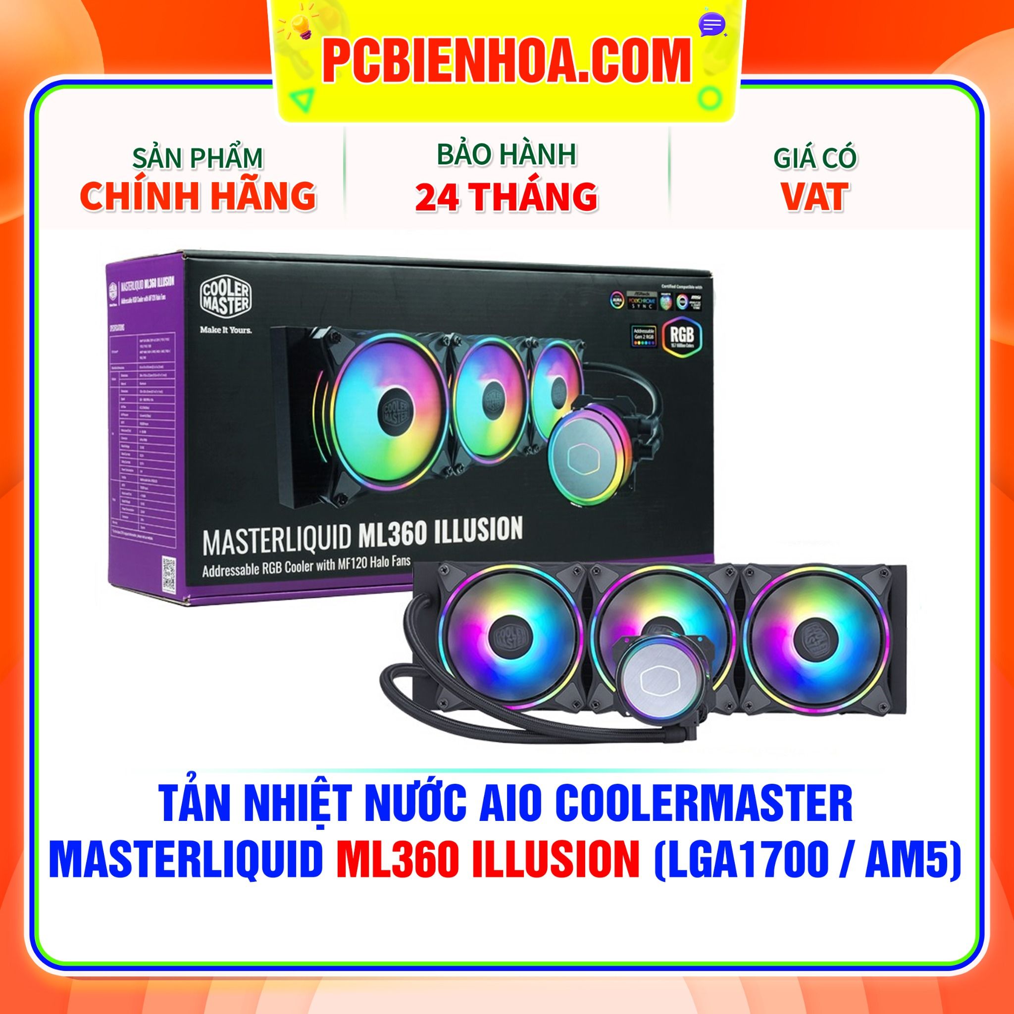  TẢN NHIỆT NƯỚC AIO COOLERMASTER MASTERLIQUID ML360 ILLUSION ( HỖ TRỢ SOCKET LGA1700 / AM5 ) 