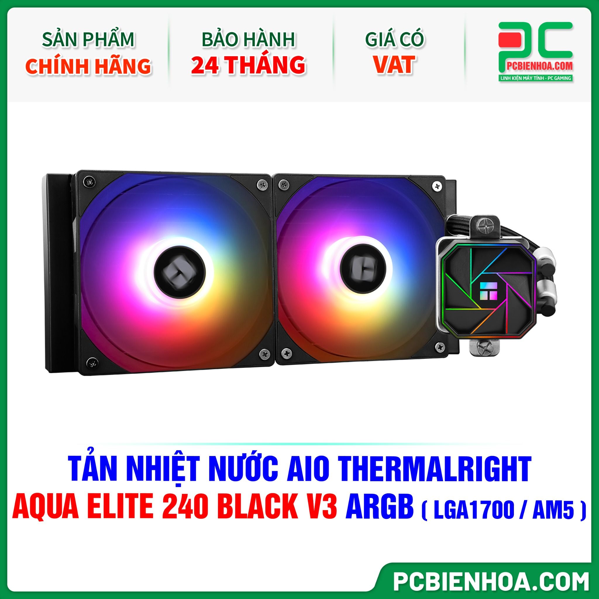 TẢN NHIỆT NƯỚC AIO THERMALRIGHT AQUA ELITE 240 BLACK V3 ARGB ( HỖ TRỢ SOCKET LGA1700 / AM5 )