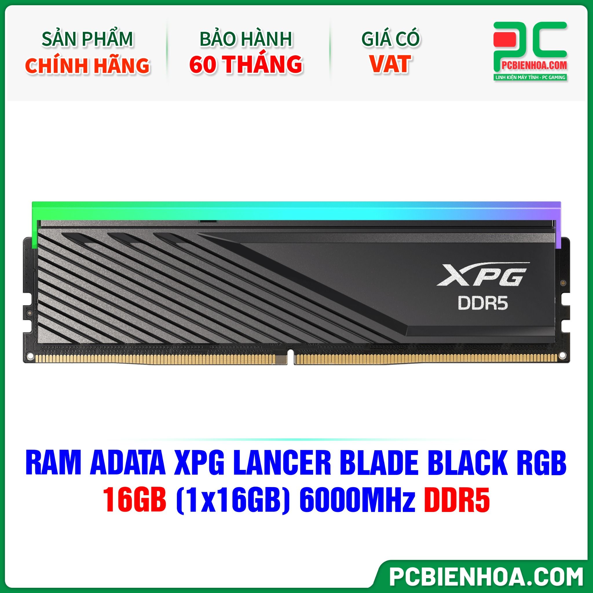 RAM ADATA XPG LANCER BLADE BLACK RGB - 16GB (1x16GB) 6000MHz DDR5