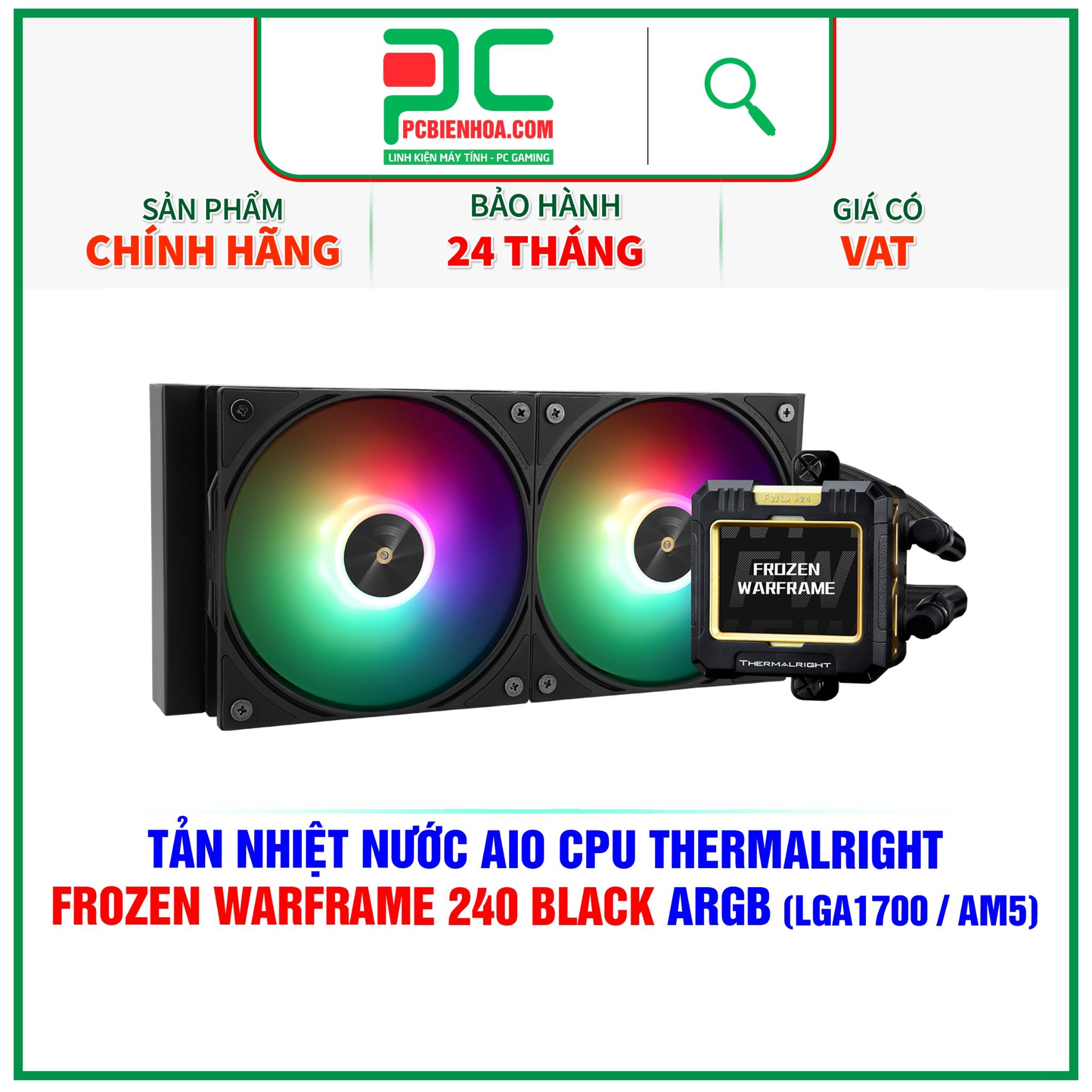 TẢN NHIỆT NƯỚC AIO CPU THERMALRIGHT FROZEN WARFRAME 240 BLACK ARGB ( HỖ TRỢ SOCKET LGA1700 / AM5 )