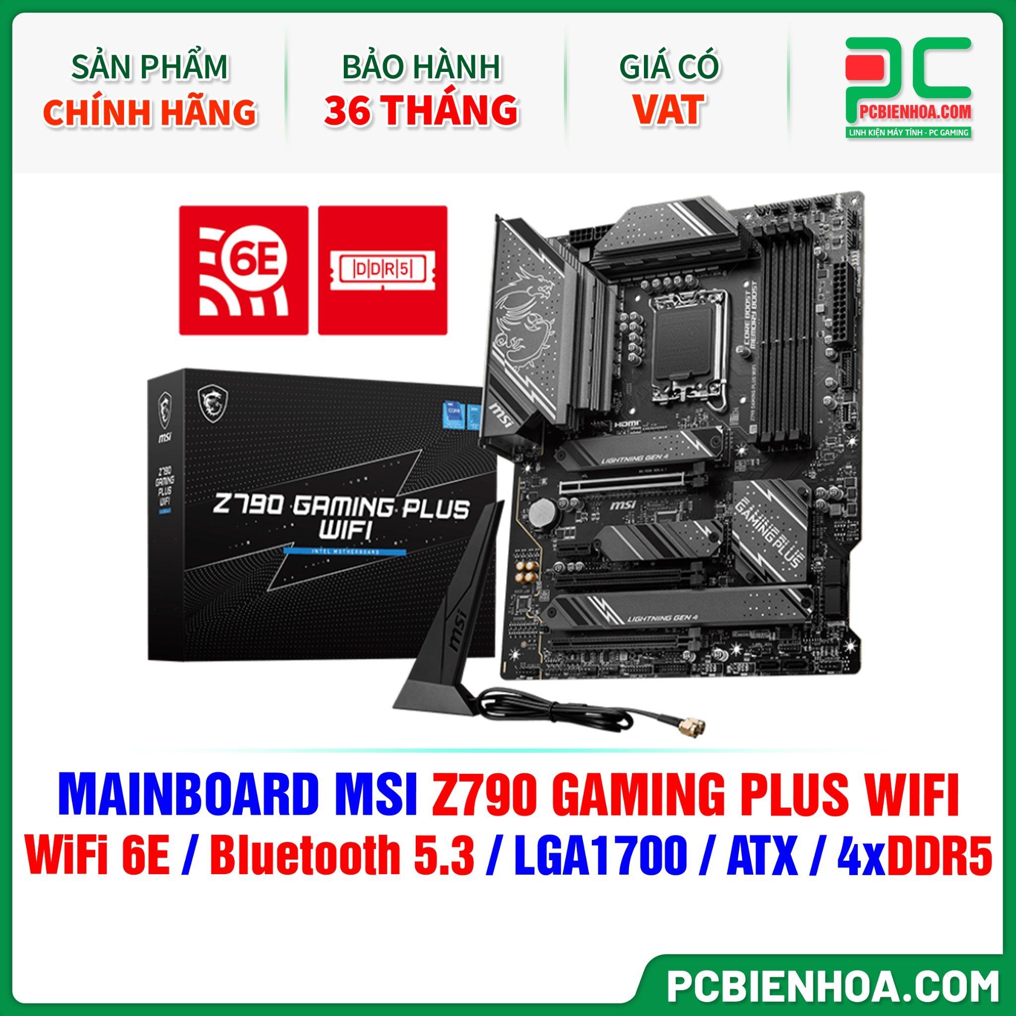 DDR5 - MAINBOARD MSI Z790 GAMING PLUS WIFI ( WIFI 6E / Bluetooth 5.3 / LGA1700 / ATX / 4xDDR5 )