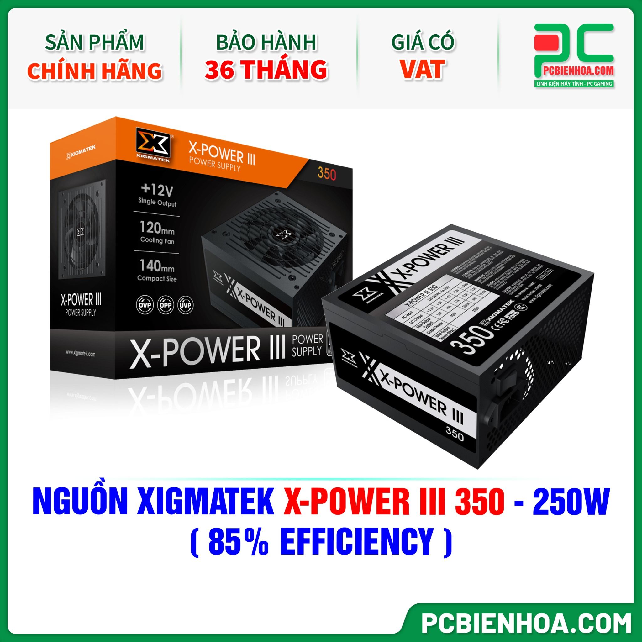 NGUỒN XIGMATEK X-POWER III 350 - 250W ( 85% EFFICIENCY - EN45952 )