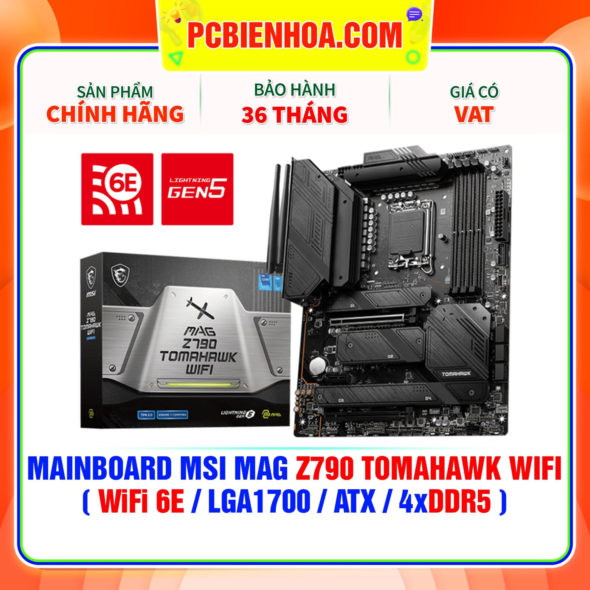  DDR5 - MAINBOARD MSI MAG Z790 TOMAHAWK WIFI ( WIFI 6E / LGA1700 / ATX / 4xDDR5 ) 