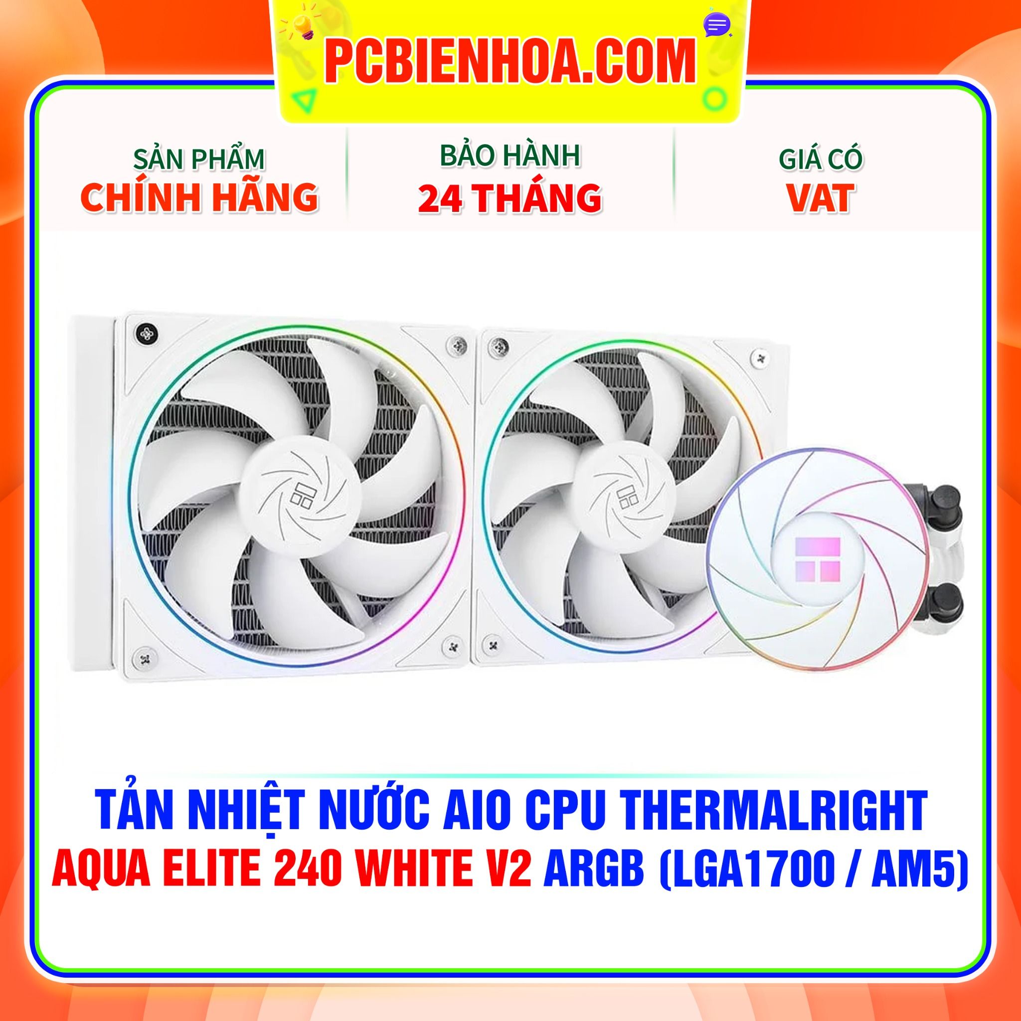  TẢN NHIỆT NƯỚC AIO CPU THERMALRIGHT AQUA ELITE 240 WHITE V2 ARGB ( HỖ TRỢ SOCKET LGA1700 / AM5 ) 