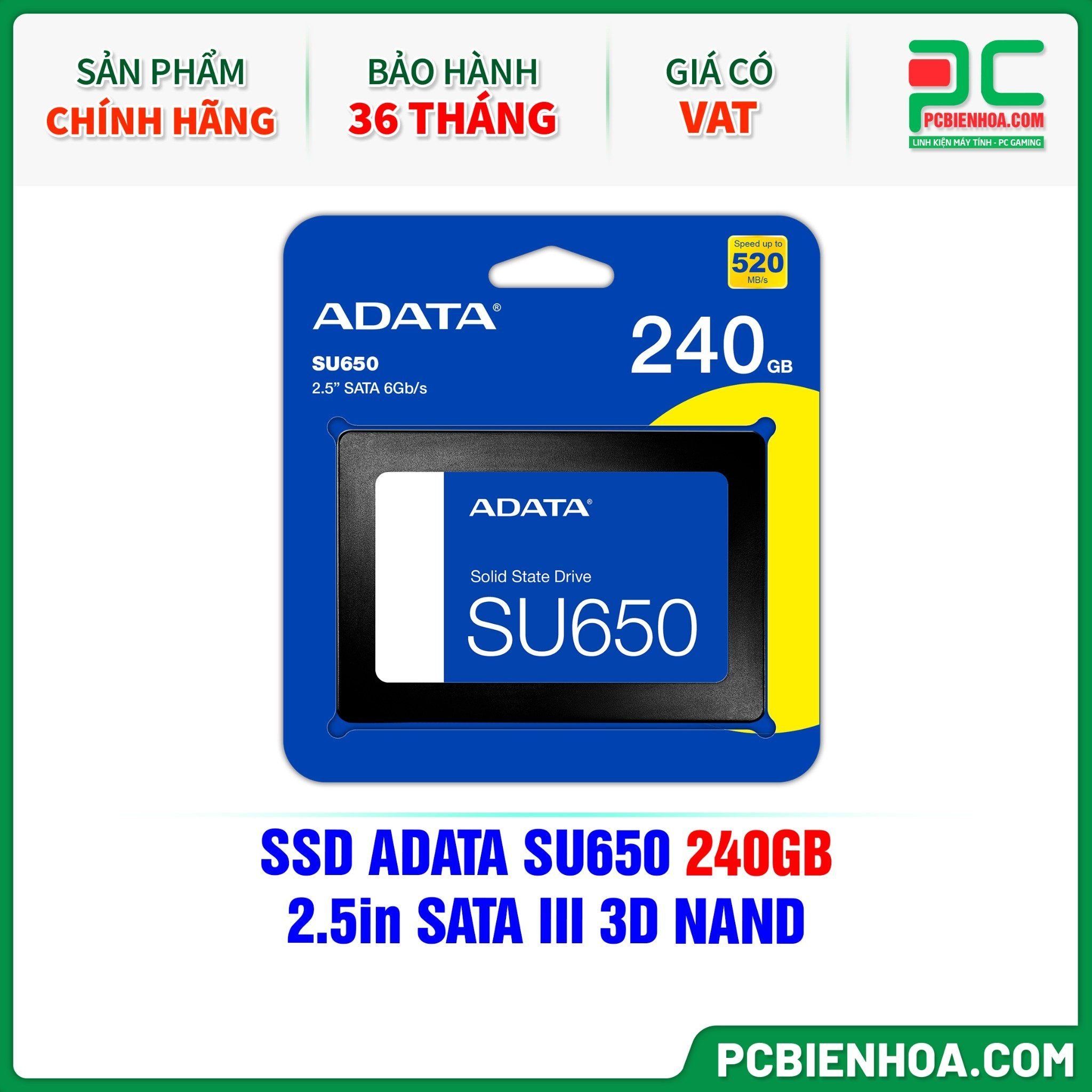 SSD ADATA SU650 240GB - 2.5in SATA III 3D NAND