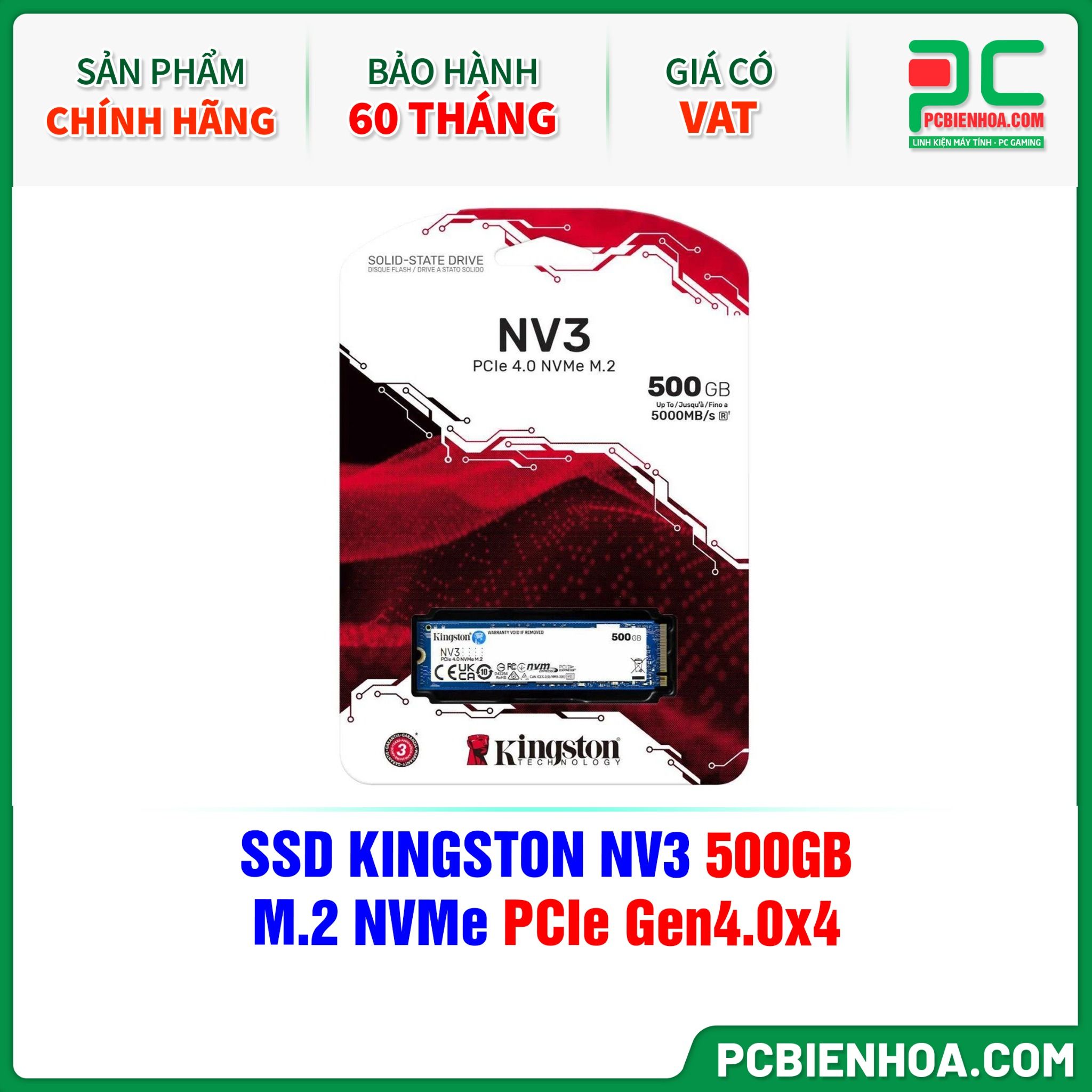 SSD KINGSTON NV3 500GB - M.2 NVMe PCIe Gen4.0x4 ( SNV3S/500G )