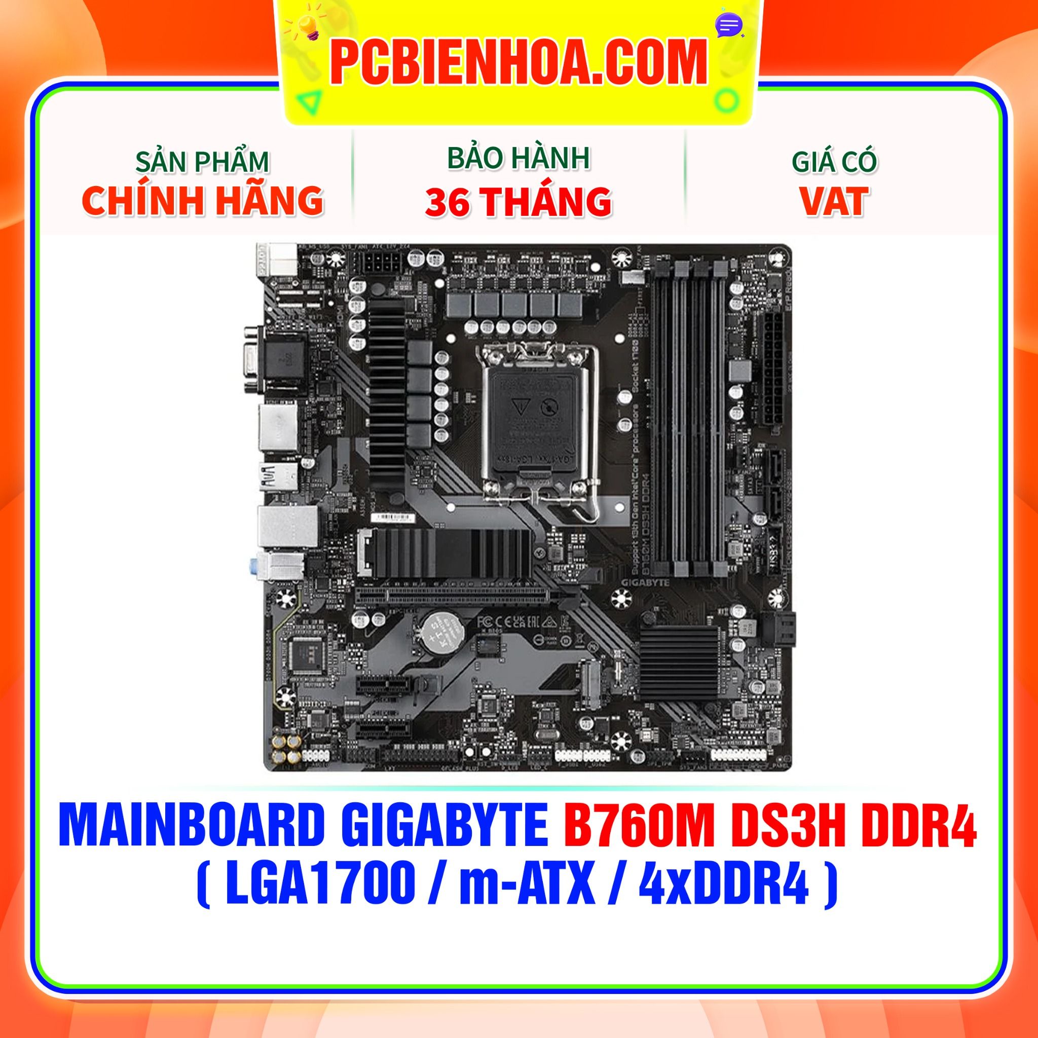  MAINBOARD GIGABYTE B760M DS3H DDR4 ( LGA1700 / m-ATX / 4xDDR4 ) 