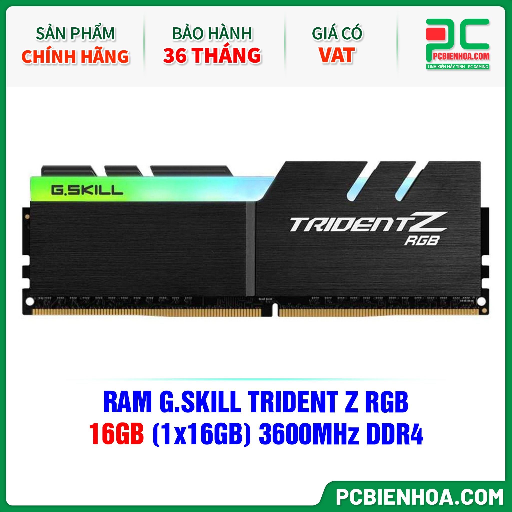 RAM G.SKILL TRIDENT Z RGB - 16GB (1x16GB) 3600MHz DDR4 ( F4-3600C18S-16GTZR )