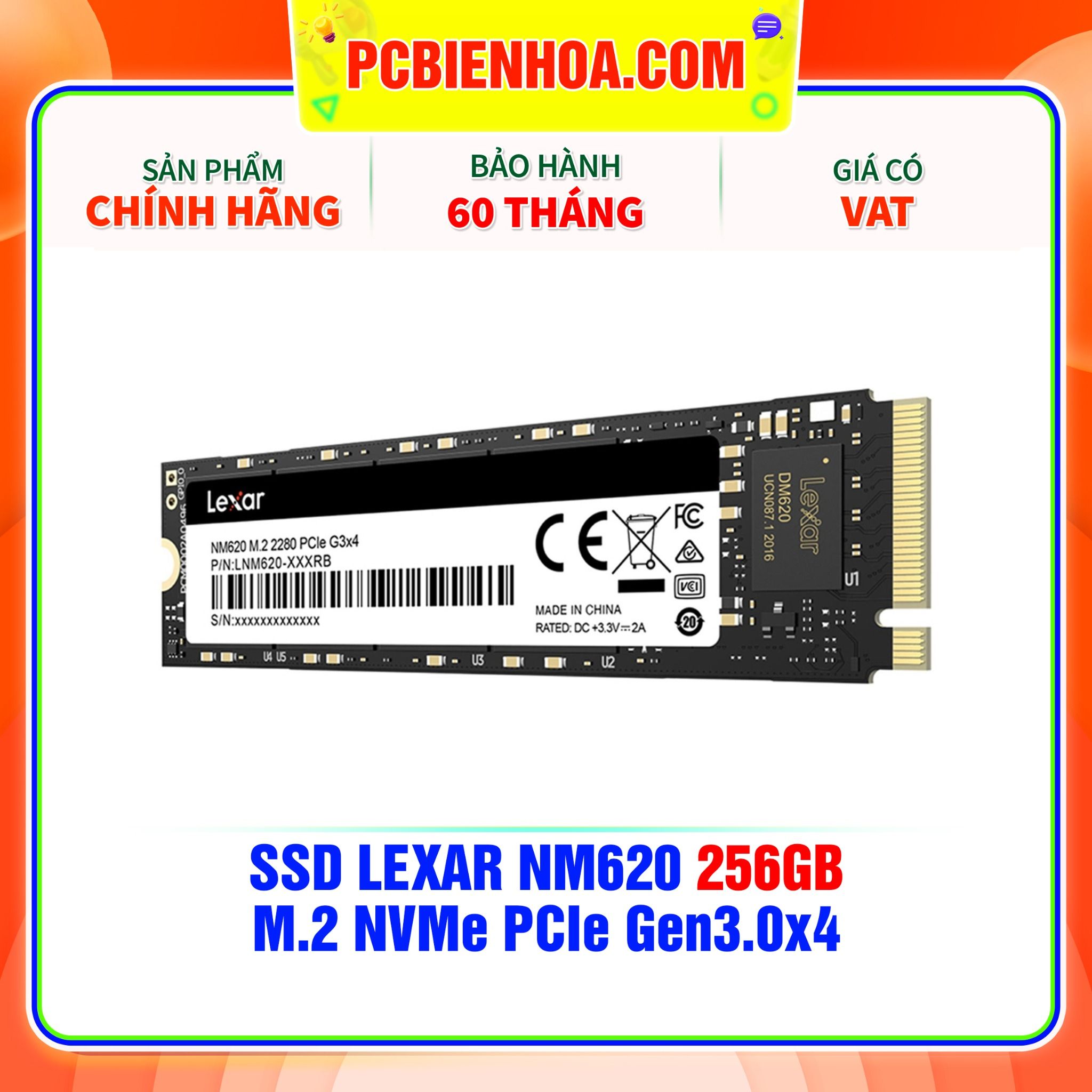  SSD LEXAR NM620 256GB - M.2 NVMe PCIe Gen3.0x4 (LNM620X256G-RNNNG) 