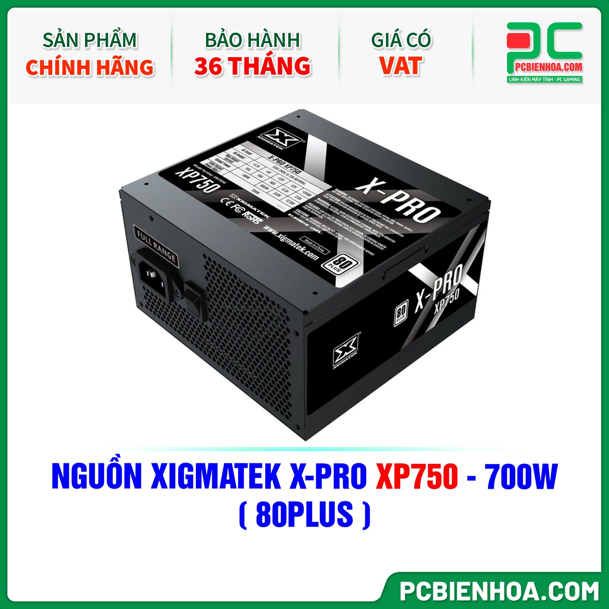 NGUỒN XIGMATEK X-PRO XP750 - 700W ( 80PLUS / EN41013 )
