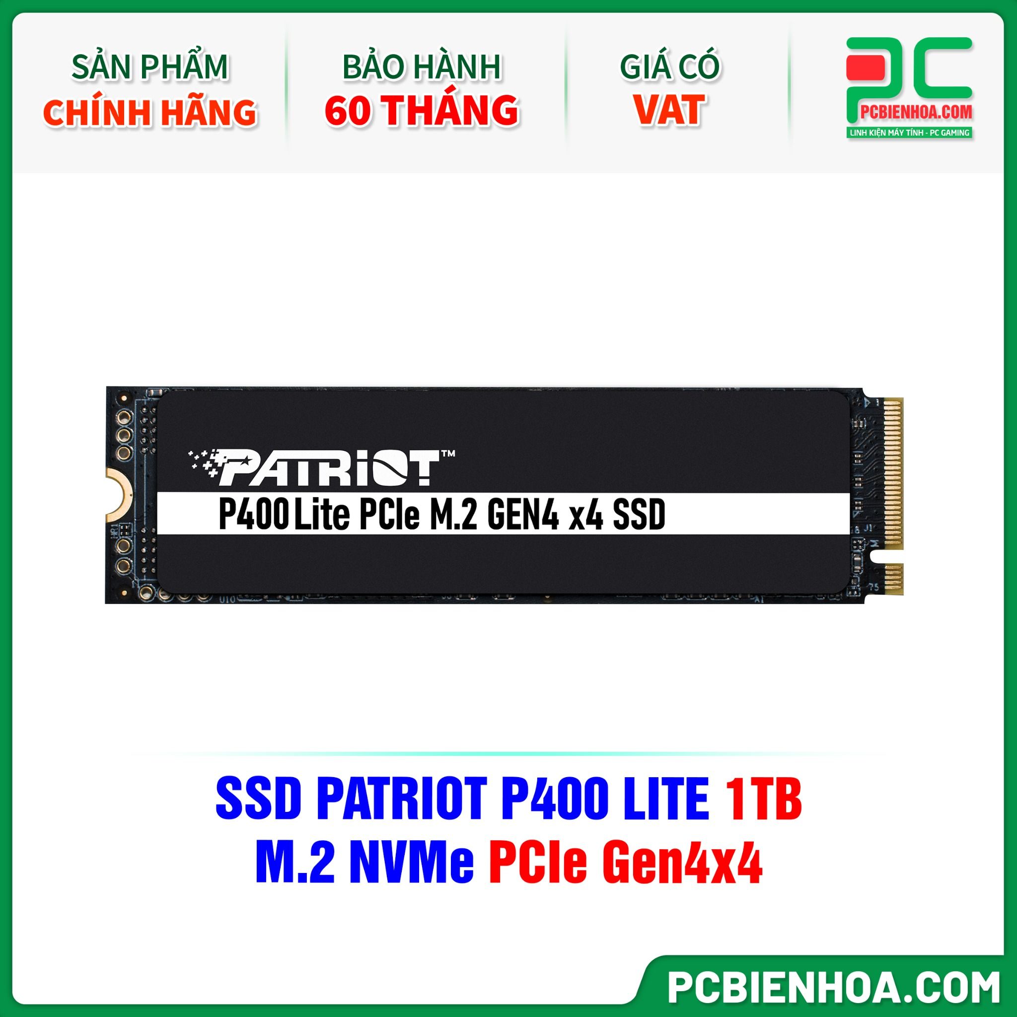 SSD PATRIOT P400 LITE 1TB - M.2 NVMe PCIe Gen4×4 ( P400LP1KGM28H )