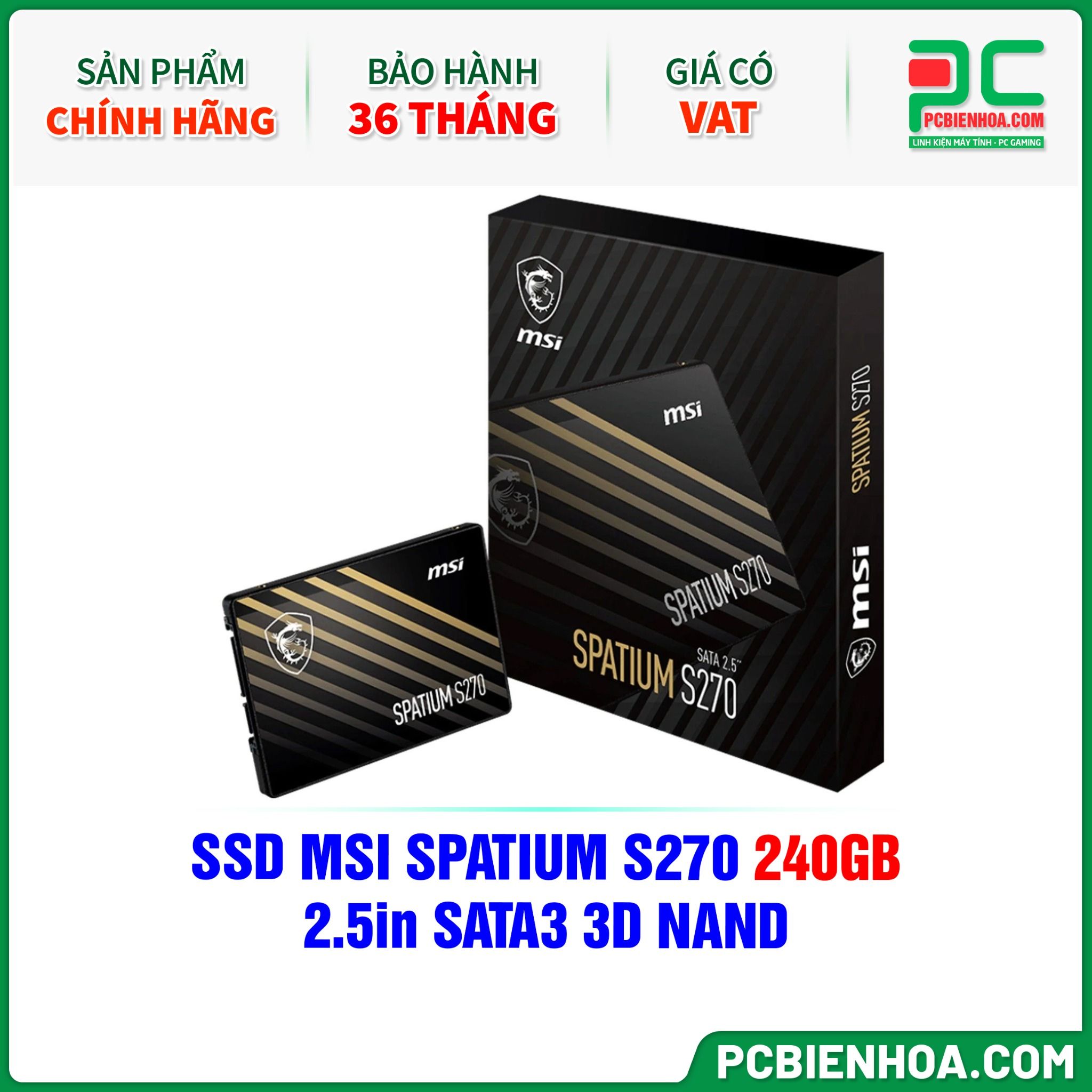 SSD MSI SPATIUM S270 240GB - 2.5in SATA3 3D NAND