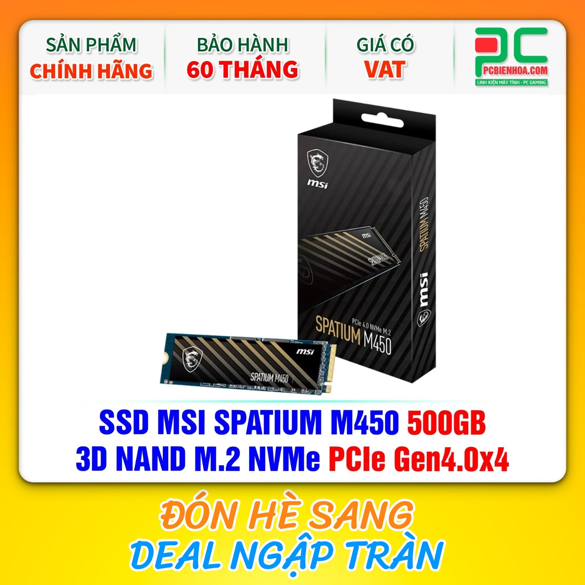 SSD MSI SPATIUM M450 500GB - 3D NAND M.2 NVMe PCIe Gen4.0x4