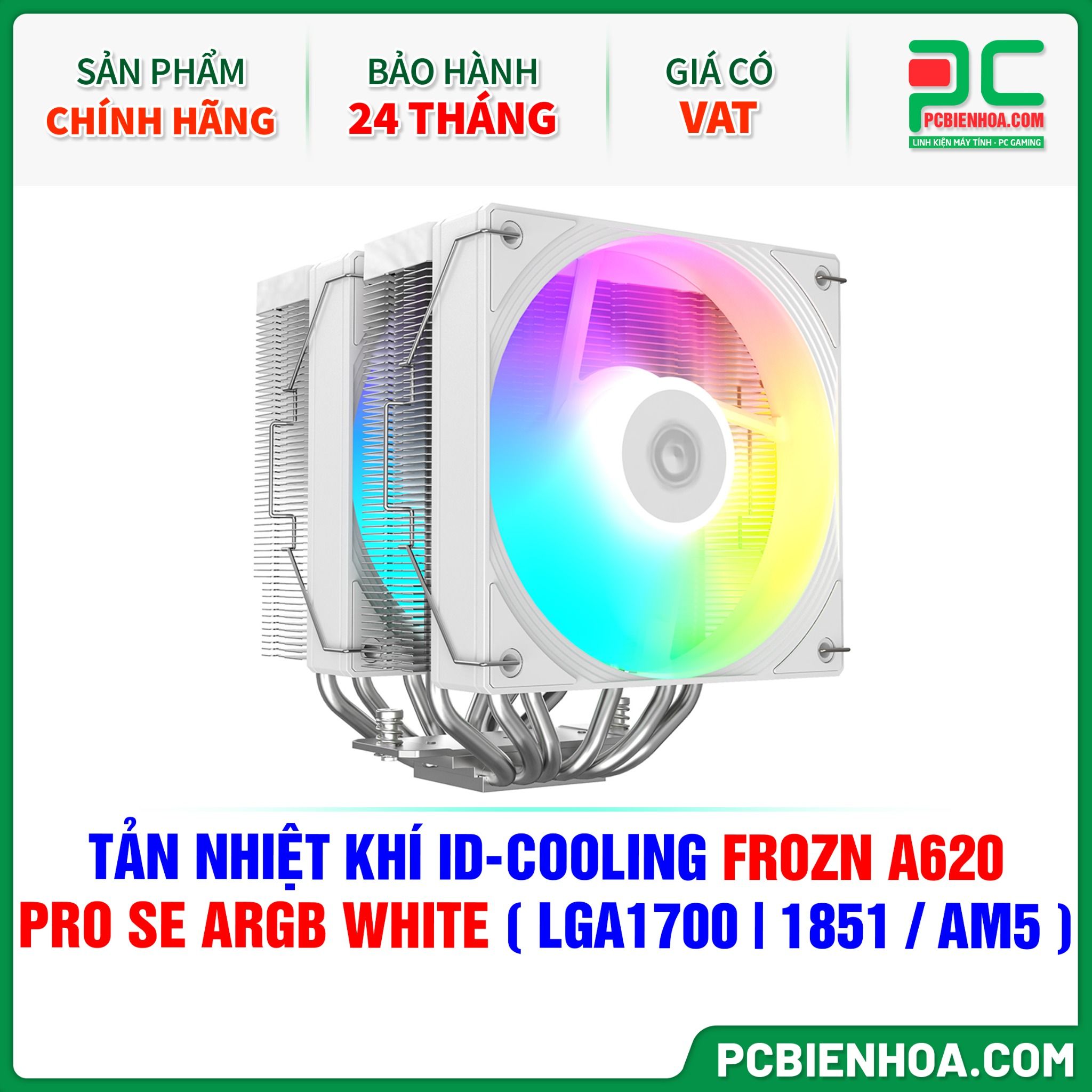 TẢN NHIỆT KHÍ ID-COOLING FROZN A620 PRO SE ARGB WHITE ( HỖ TRỢ SOCKET LGA1700|1851 / AM5 )