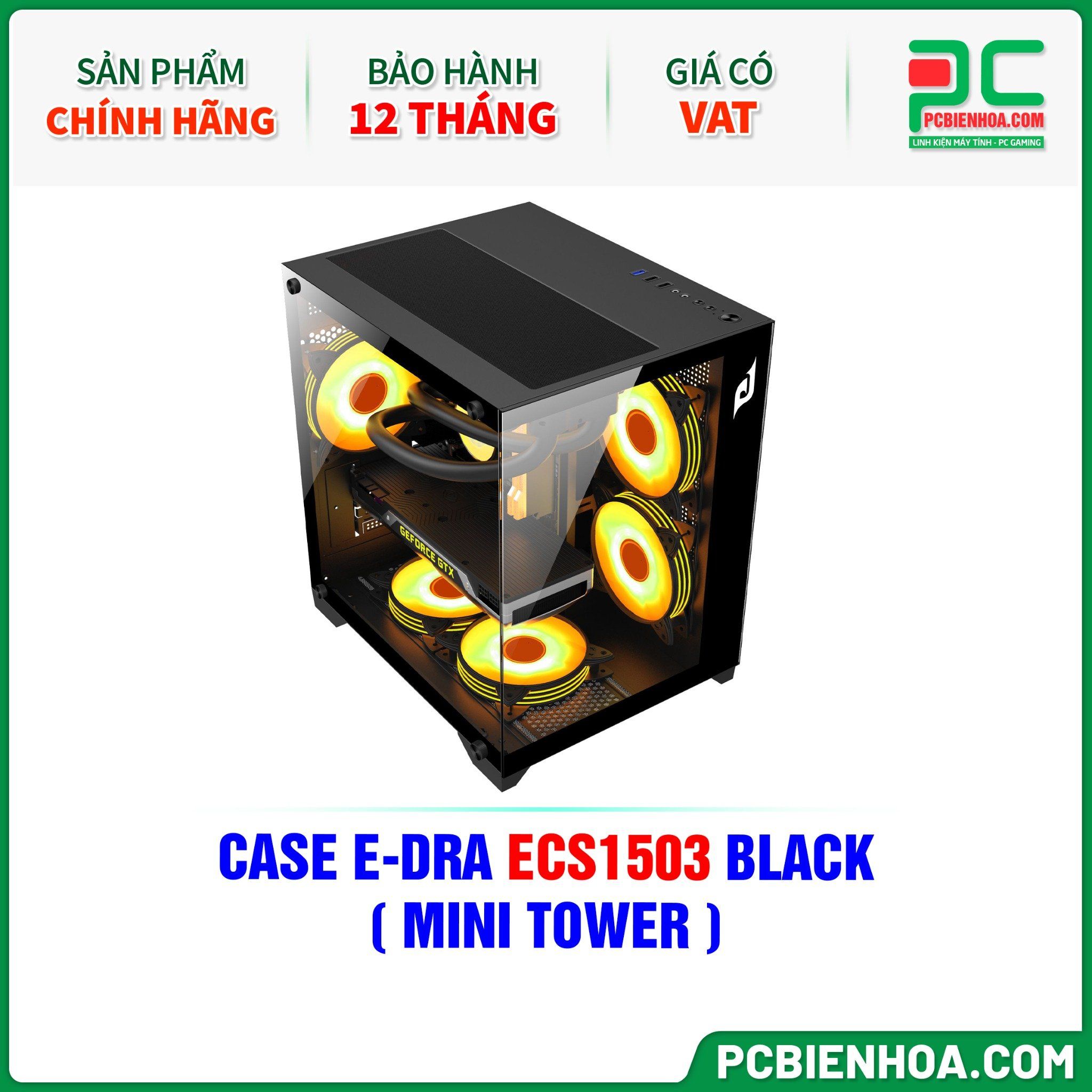CASE E-DRA ECS1503 BLACK - CHƯA KÈM FAN ( MINI TOWER )