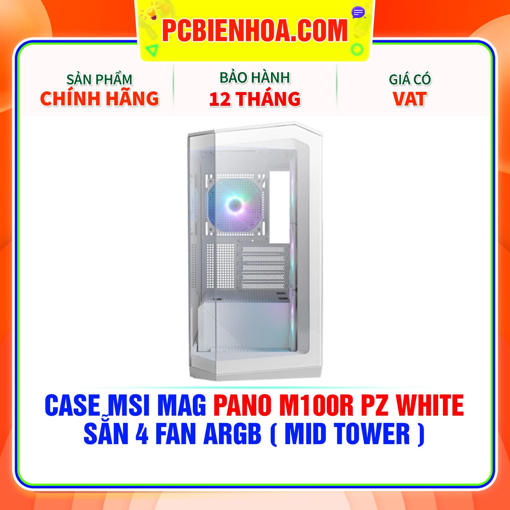  CASE MSI MAG PANO M100R PZ WHITE - SẴN 4 FAN ARGB ( MID TOWER ) 