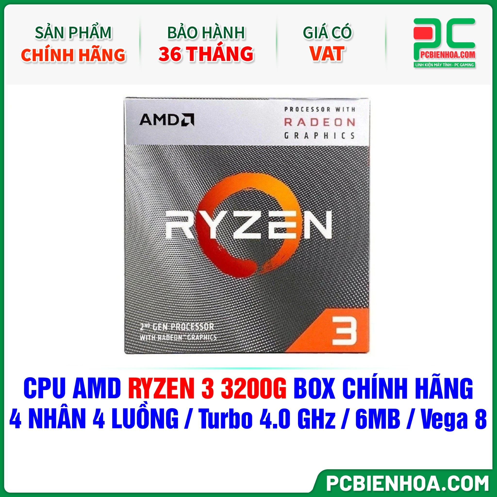 CPU AMD Ryzen 3 3200G BOX CHÍNH HÃNG ( 4 NHÂN 4 LUỒNG / Turbo 4.0 GHz / 6MB / Vega 8 Graphics )