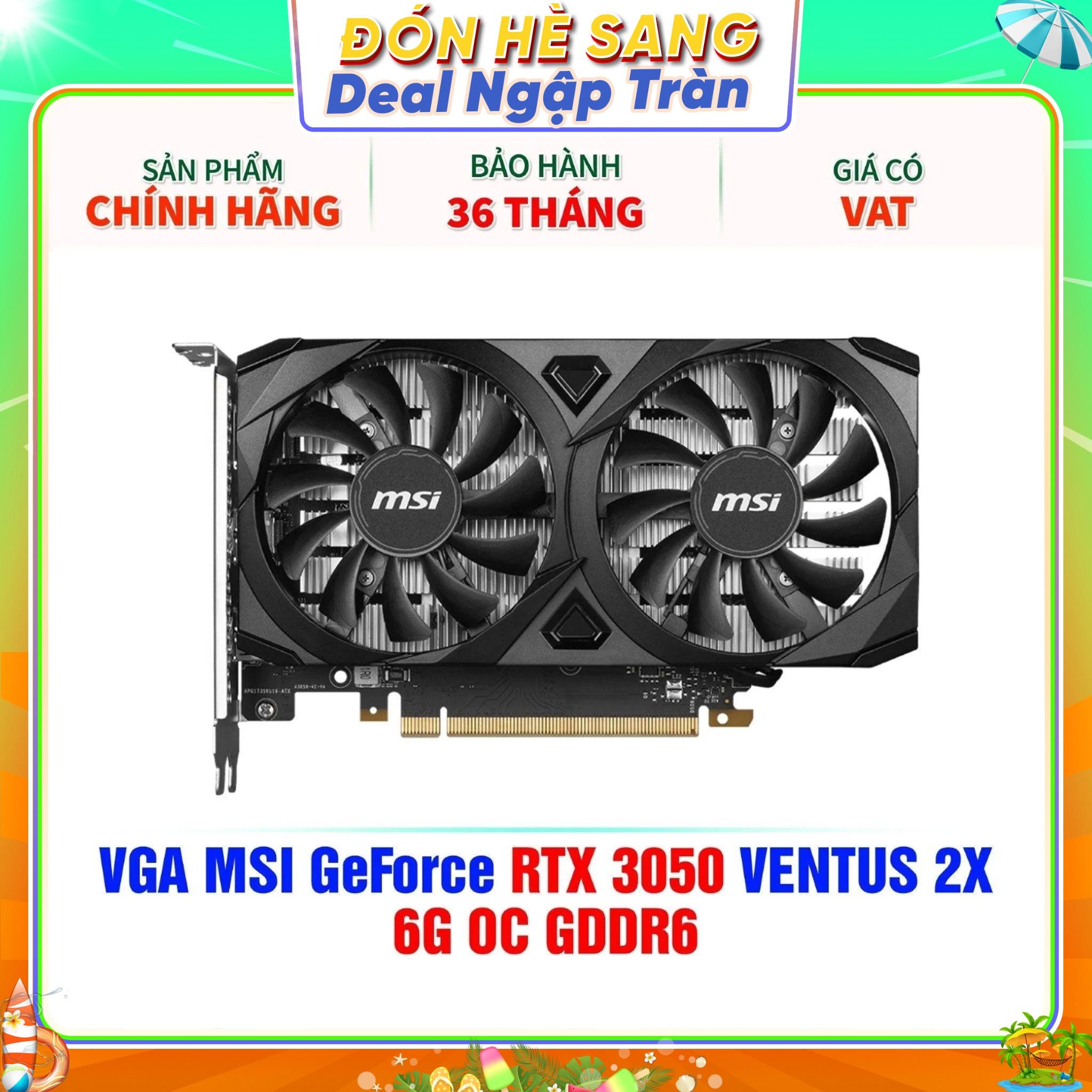  VGA MSI GeForce RTX 3050 VENTUS 2X 6G OC GDDR6 