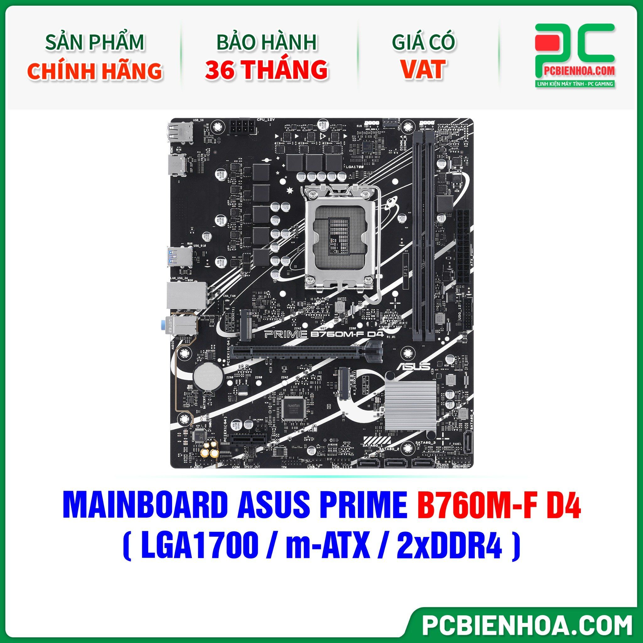 MAINBOARD ASUS PRIME B760M-F D4 ( LGA1700 / m-ATX / 2xDDR4 )