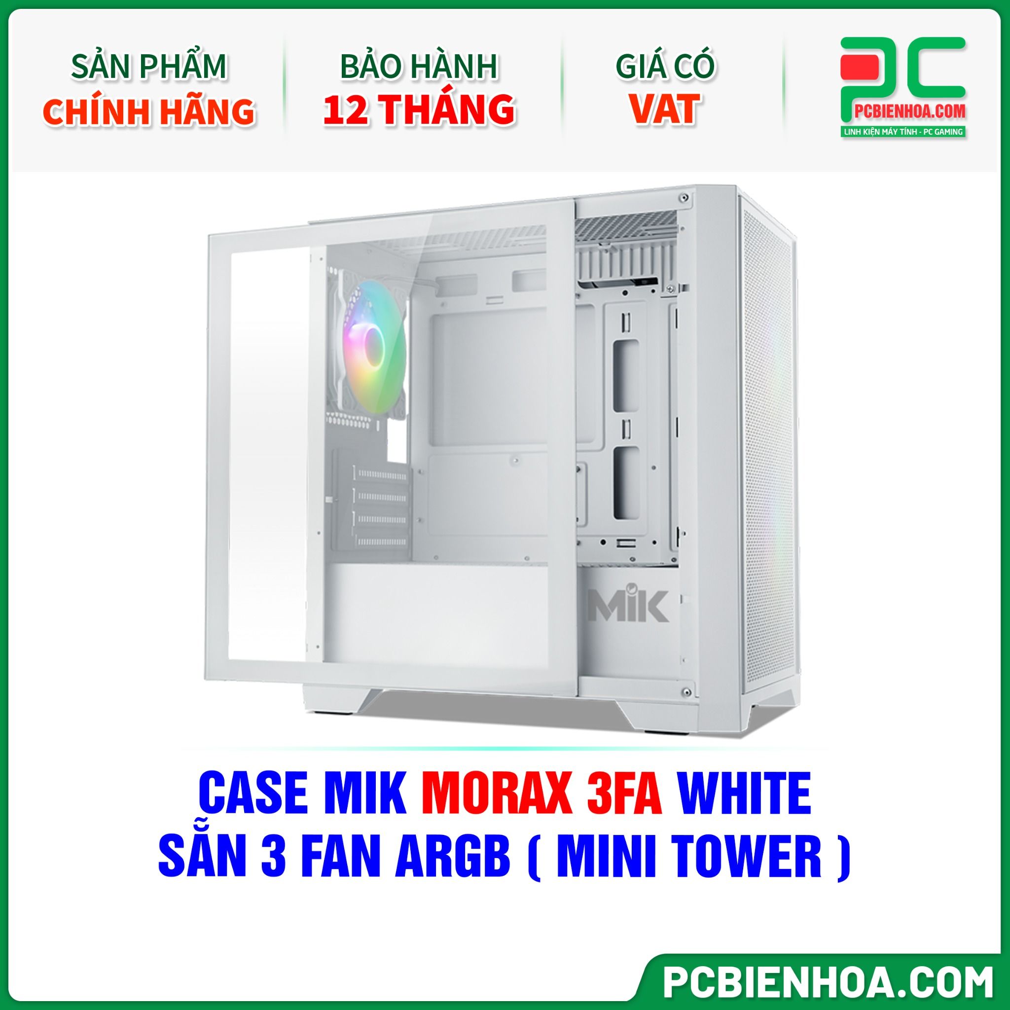 CASE MIK MORAX 3FA WHITE - SẴN 3 FAN ARGB ( MINI TOWER )