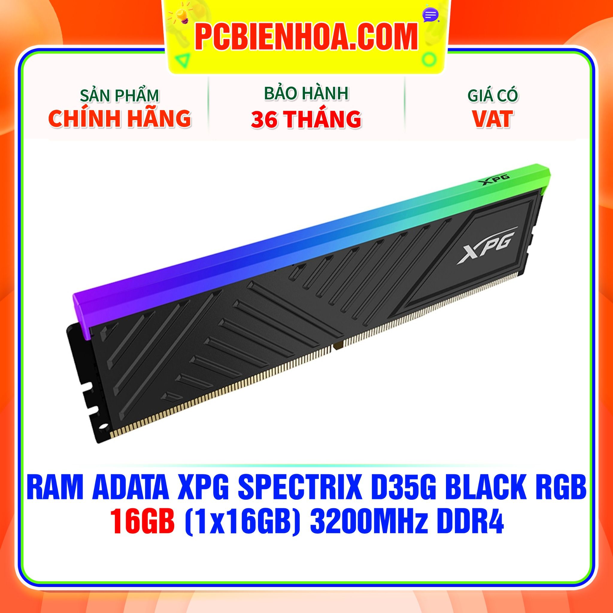  RAM ADATA XPG SPECTRIX D35G BLACK RGB - 16GB (1x16GB) 3200MHz DDR4 