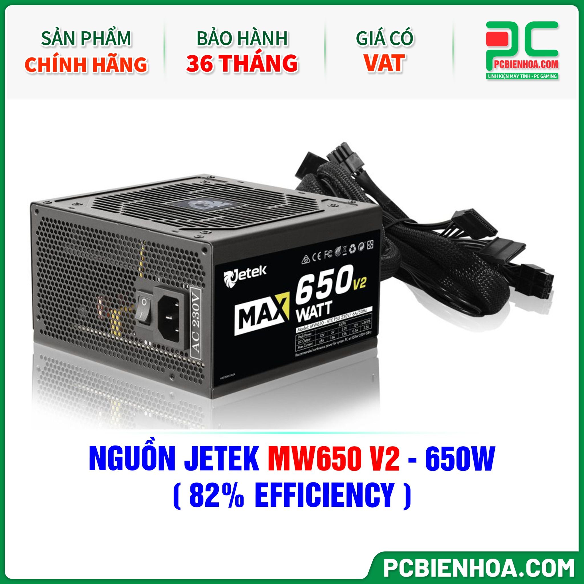 NGUỒN JETEK MW650 V2 - 650W ( 82% EFFICIENCY )