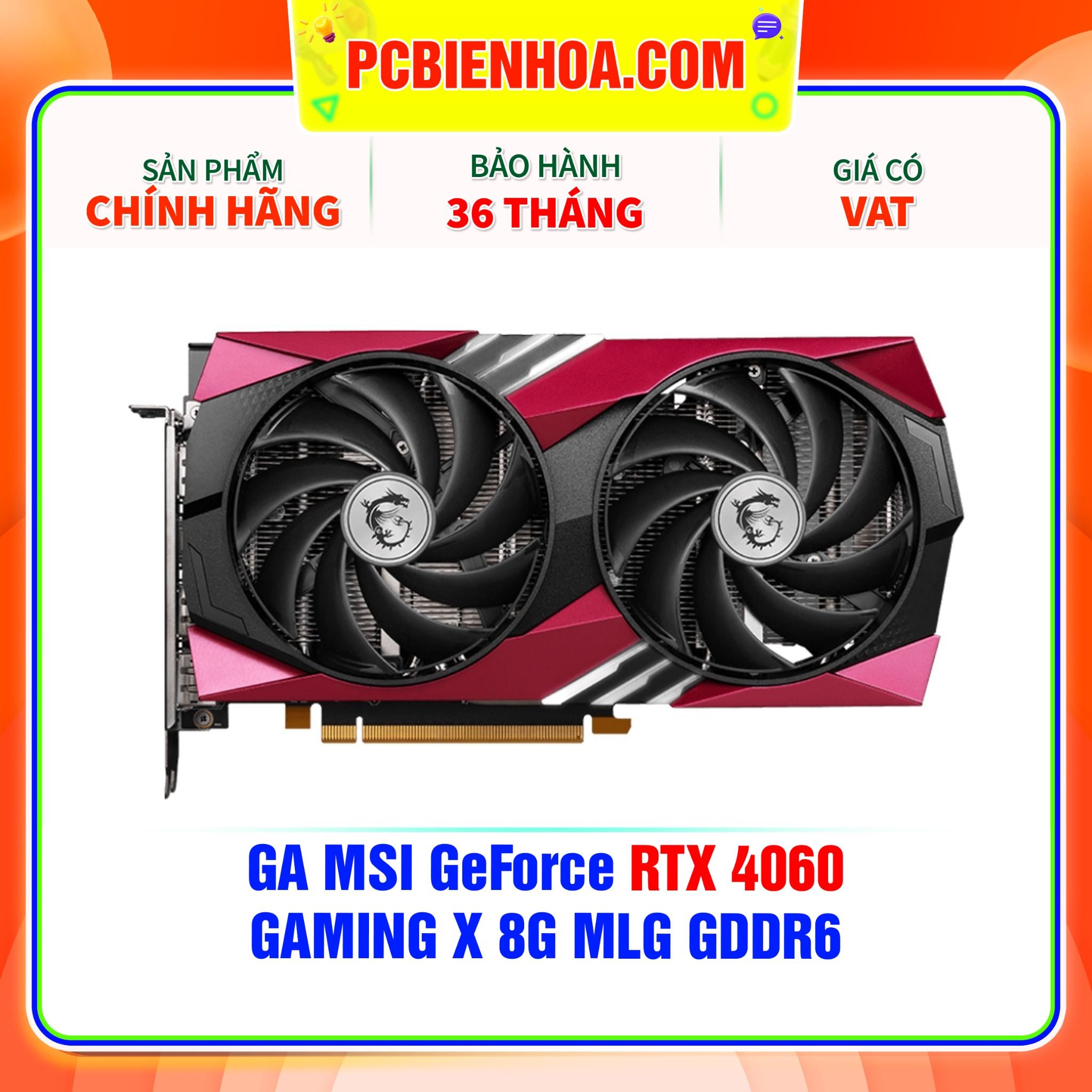  VGA MSI GeForce RTX 4060 GAMING X 8G MLG GDDR6 