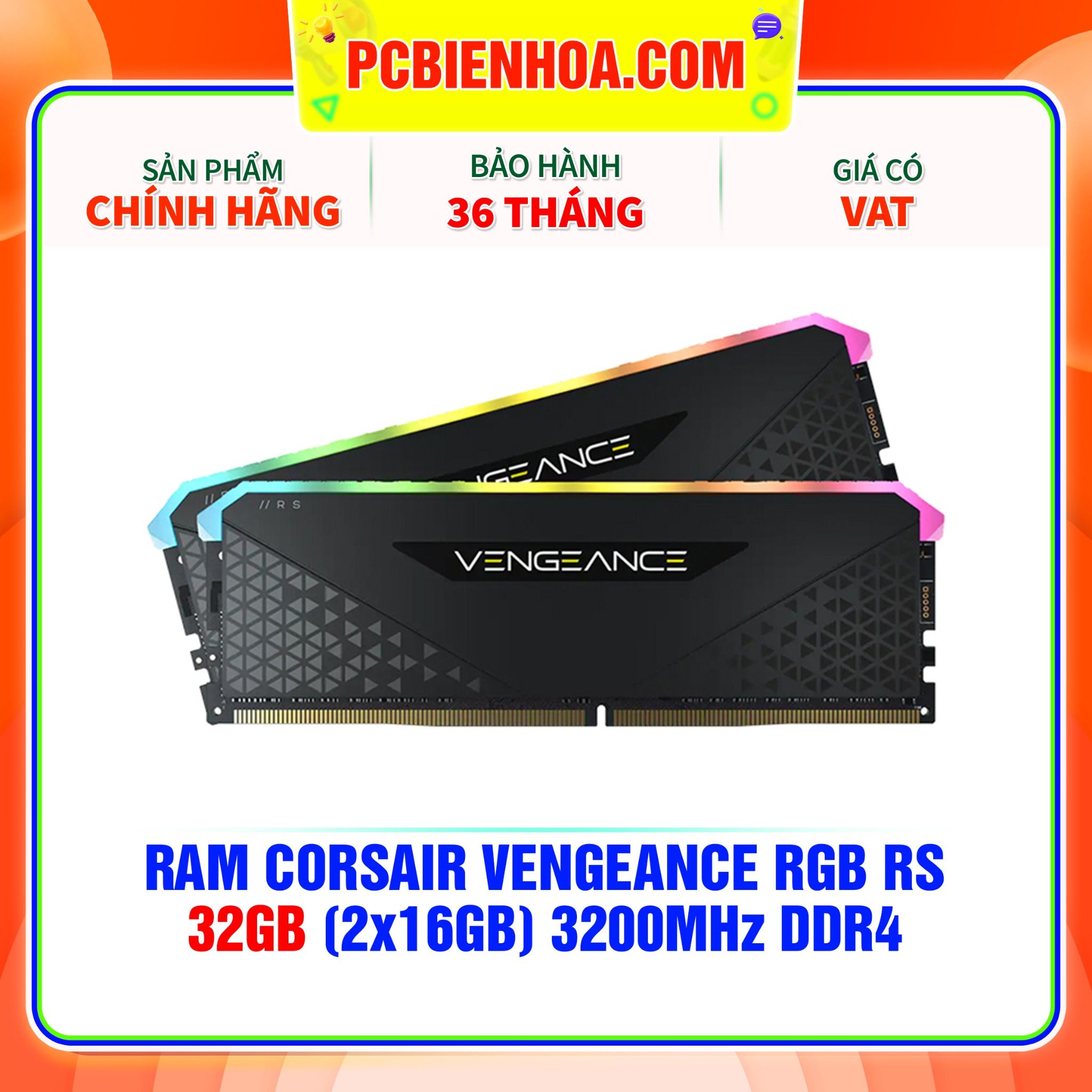  RAM CORSAIR VENGEANCE RGB RS 32GB (2x16GB) 3200MHz DDR4 (CMG32GX4M2E3200C16) 