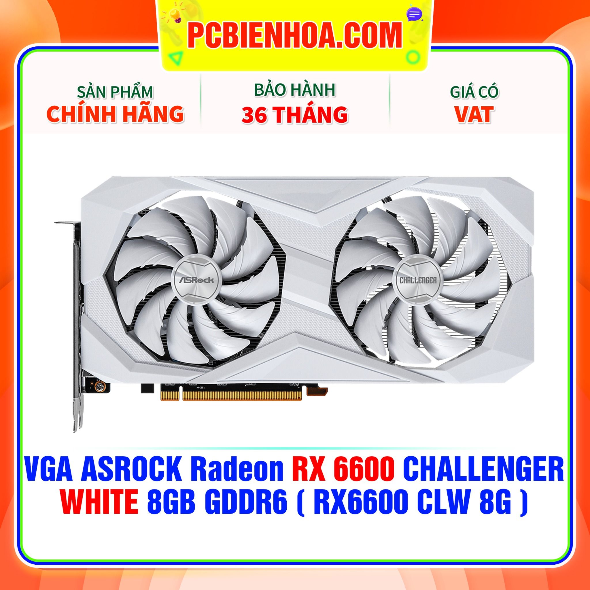  VGA ASROCK Radeon RX 6600 CHALLENGER WHITE 8GB GDDR6 ( RX6600 CLW 8G ) 