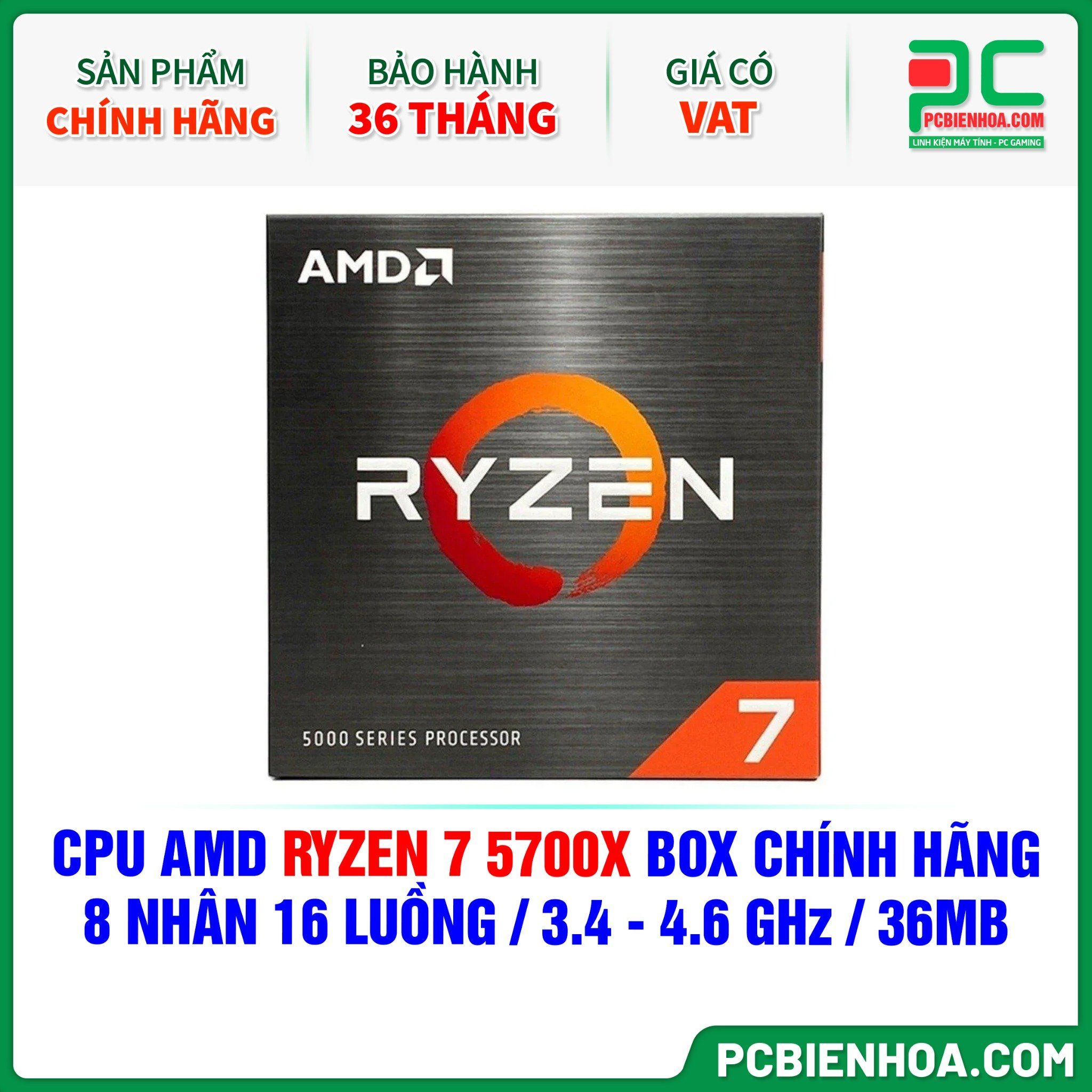 CPU AMD Ryzen 7 5700X BOX CHÍNH HÃNG ( 8 NHÂN 16 LUỒNG / 3.4 - 4.6 GHz / 36MB )