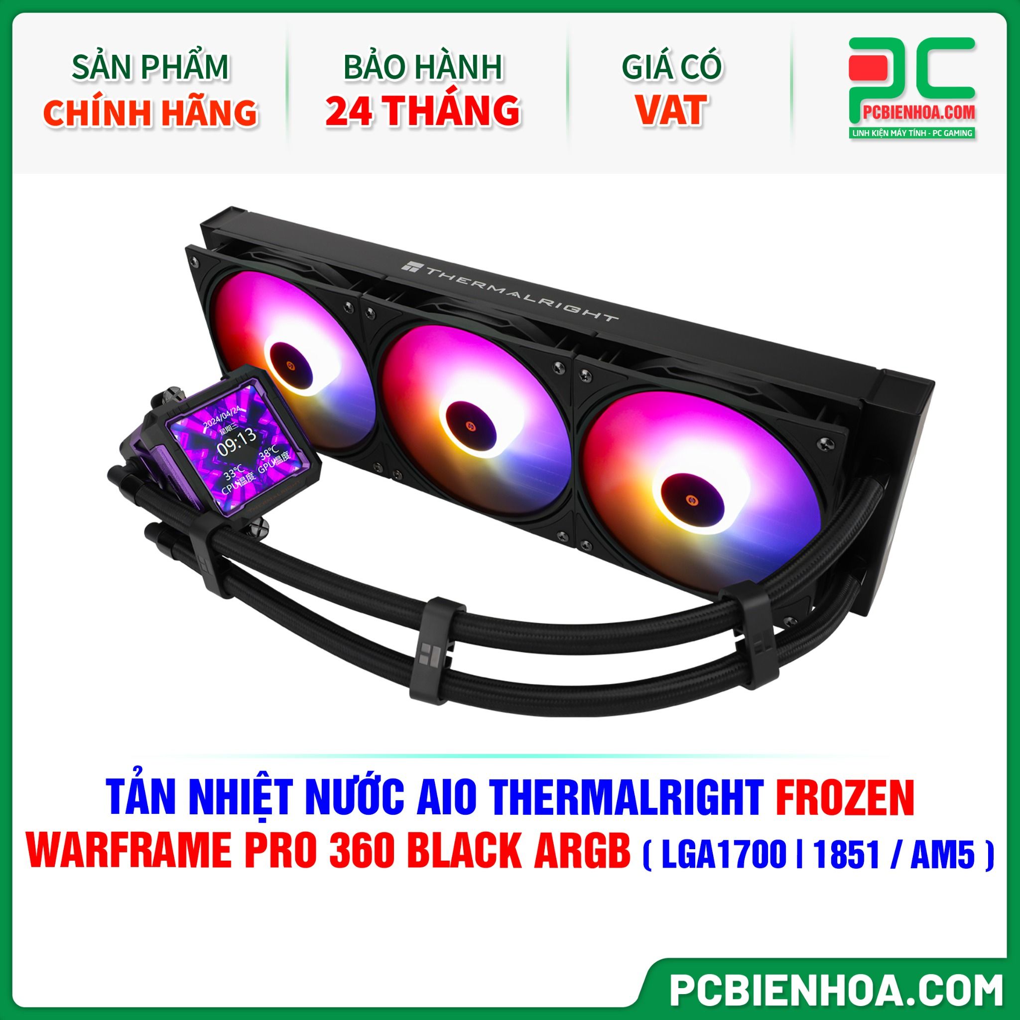 TẢN NHIỆT NƯỚC AIO THERMALRIGHT FROZEN WARFRAME PRO 360 BLACK ARGB ( HỖ TRỢ SOCKET LGA1700 | 1851 / AM5 )