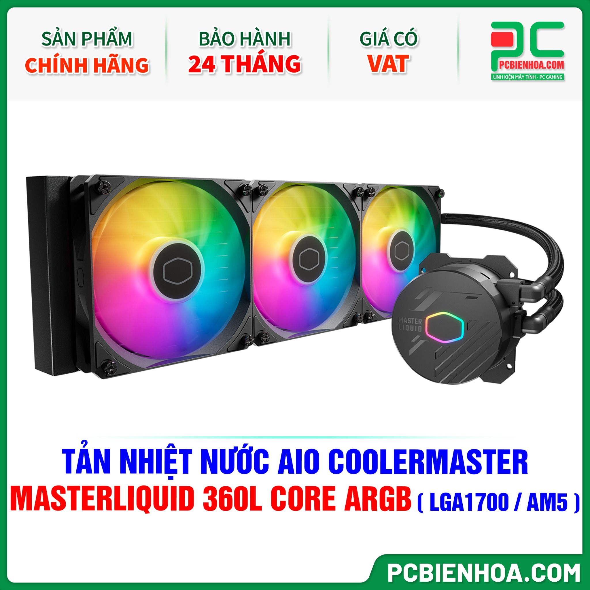 TẢN NHIỆT NƯỚC AIO COOLER MASTER MASTERLIQUID 360L CORE ARGB ( HỖ TRỢ SOCKET LGA1700 / AM5 )