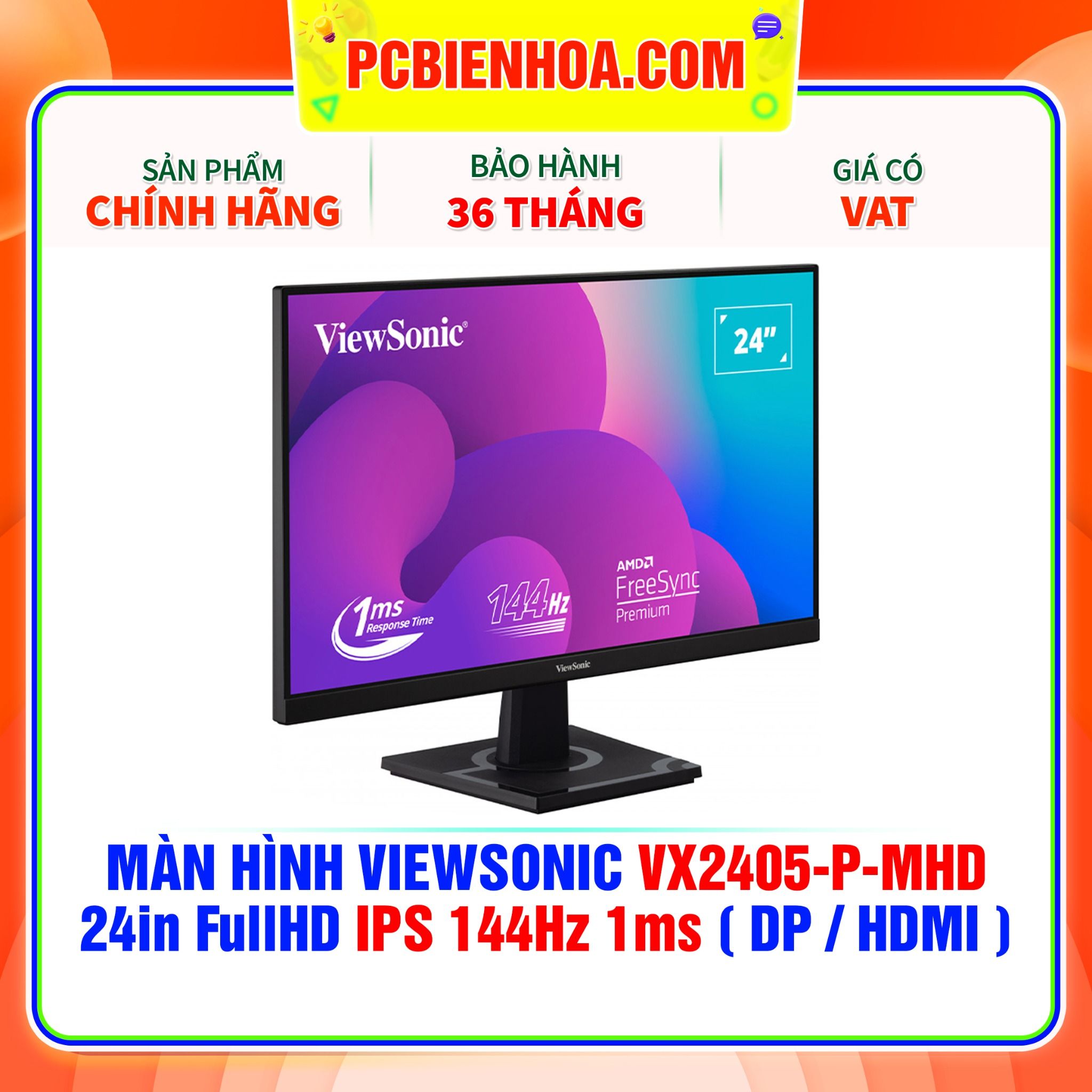  MÀN HÌNH VIEWSONIC VX2405-P-MHD 24in FullHD IPS 144Hz 1ms ( DP / HDMI ) 