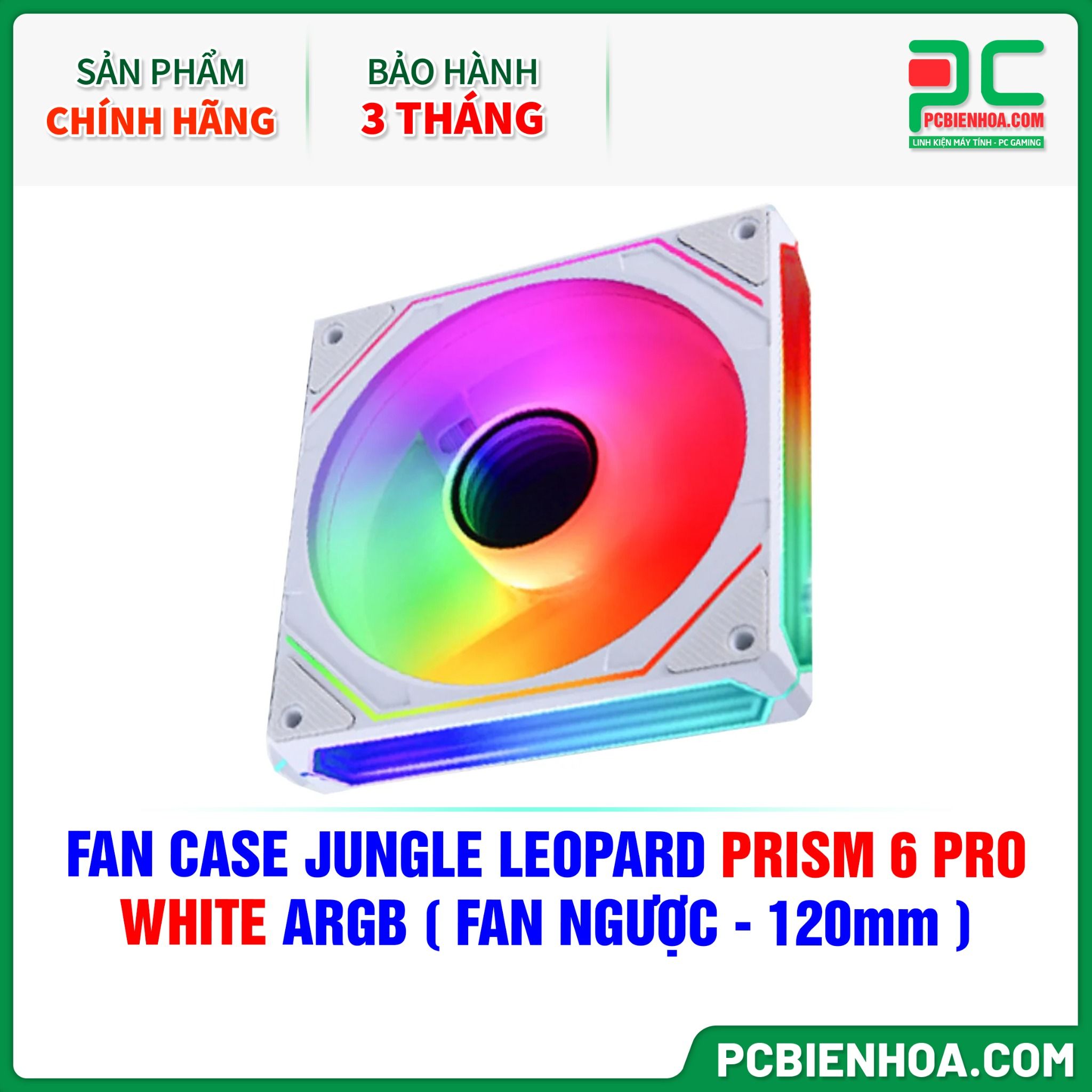 FAN CASE JUNGLE LEOPARD PRISM 6 PRO WHITE ARGB ( FAN NGƯỢC - 120mm )