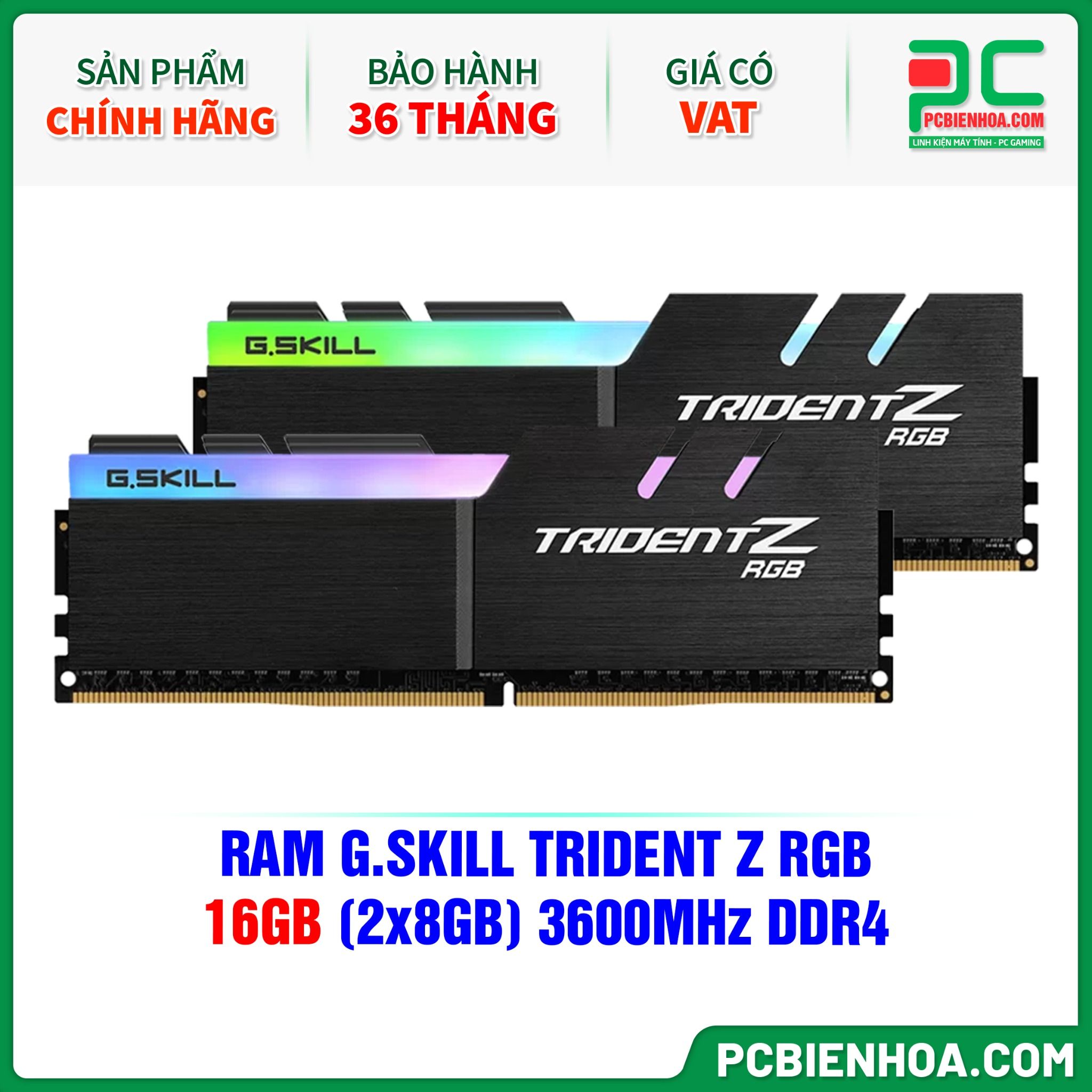 RAM G.SKILL TRIDENT Z RGB 16GB (2x8GB) 3600MHz DDR4 (F4-3600C18D-16GTZR)