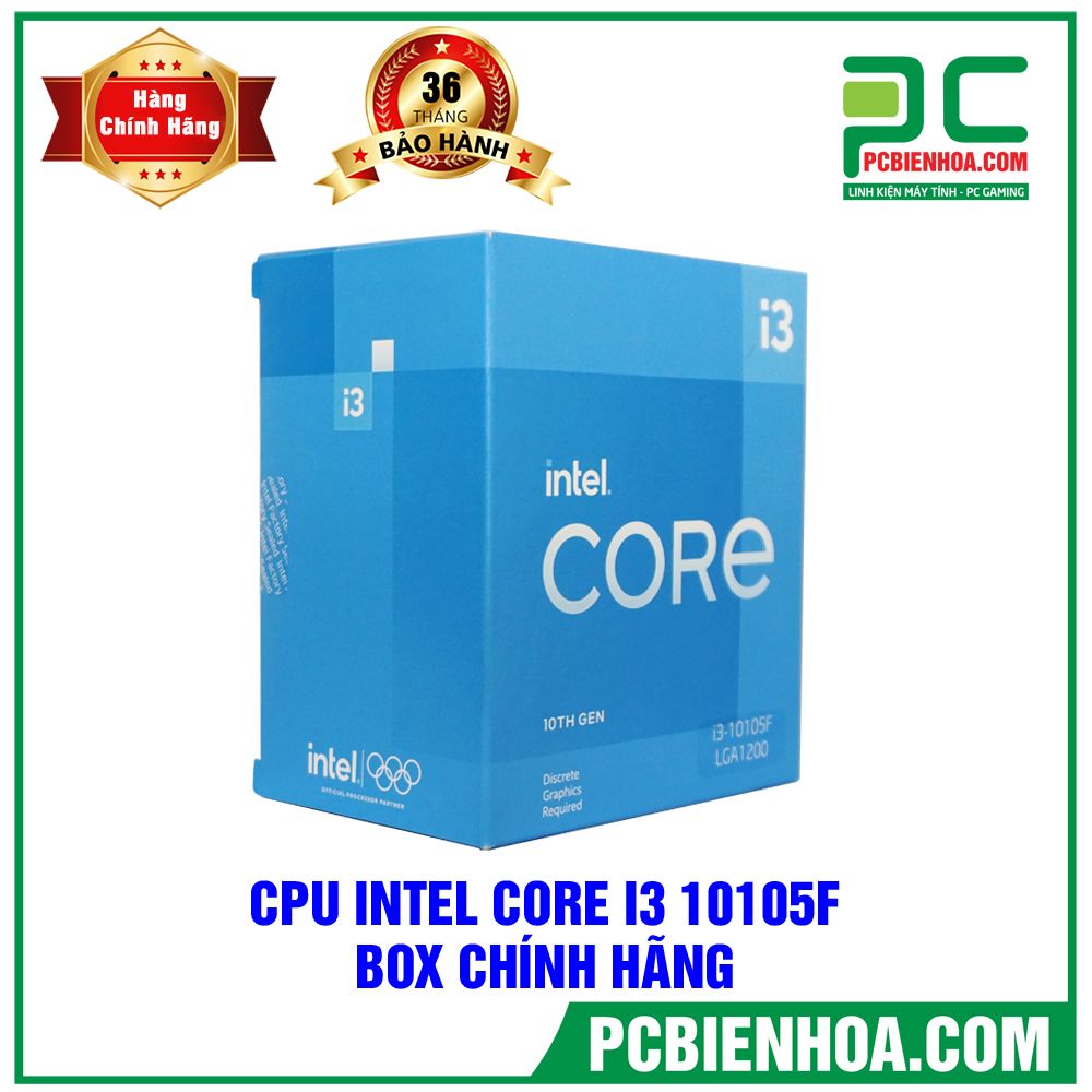 CPU Intel Core i3 10105F Box Chính Hãng ( Bán kèm PC )
