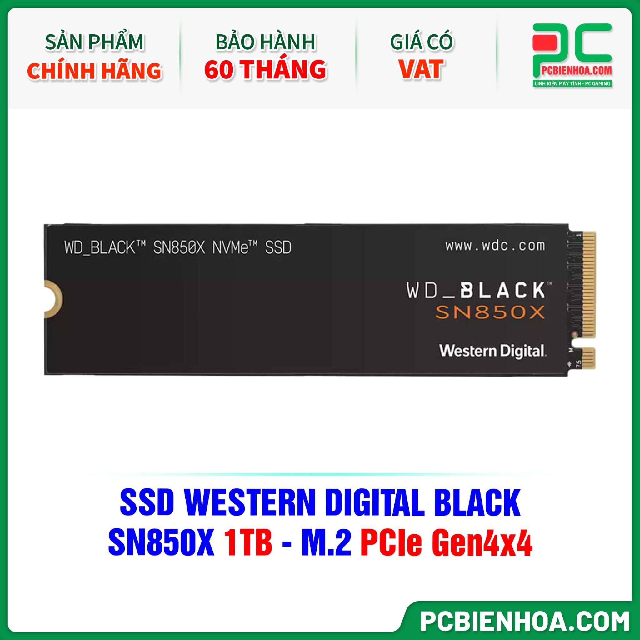 SSD WESTERN DIGITAL BLACK SN850X 1TB - M.2 PCIe Gen4x4 ( WDS100T2X0E )