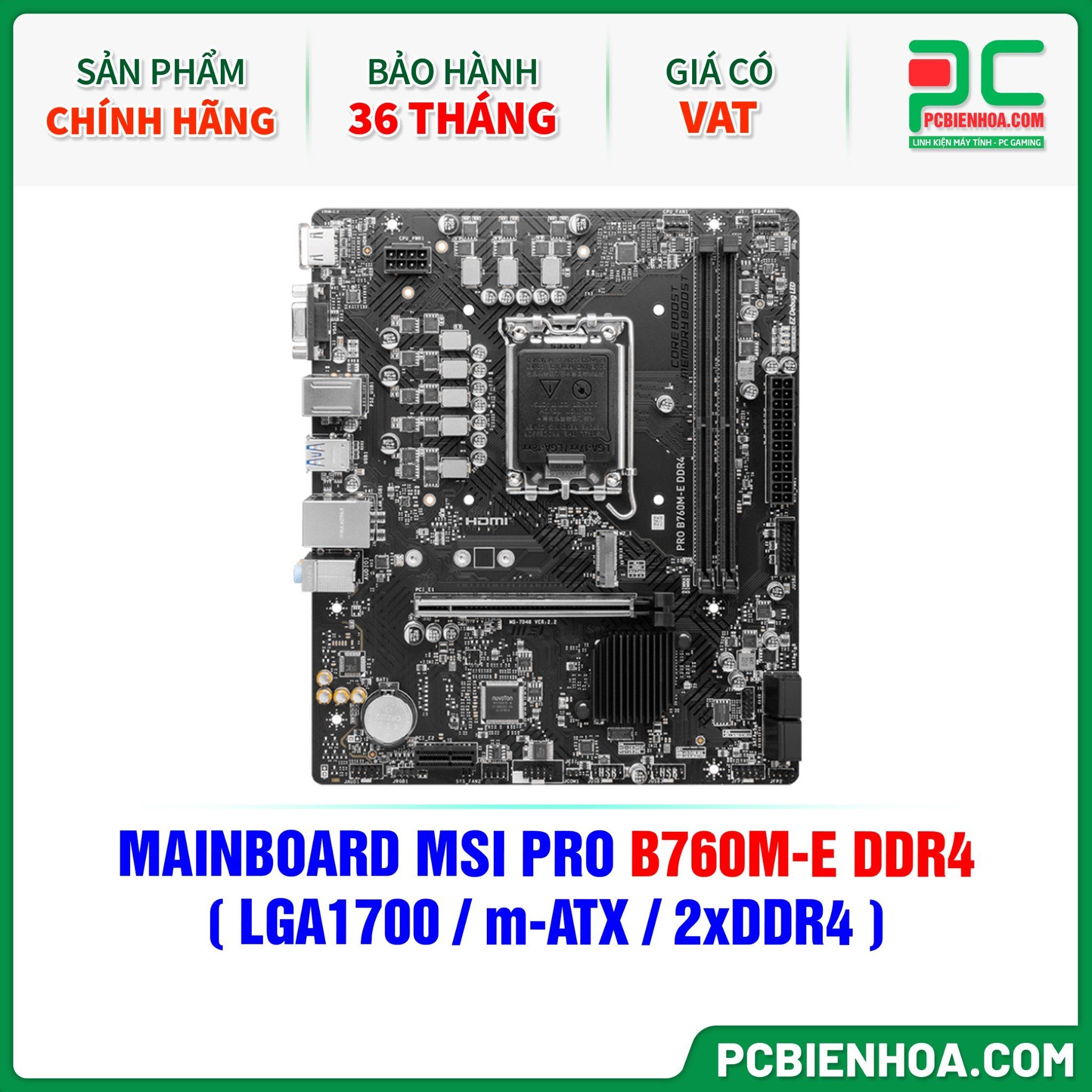 MAINBOARD MSI PRO B760M-E DDR4 ( LGA1700 / m-ATX / 2xDDR4 )