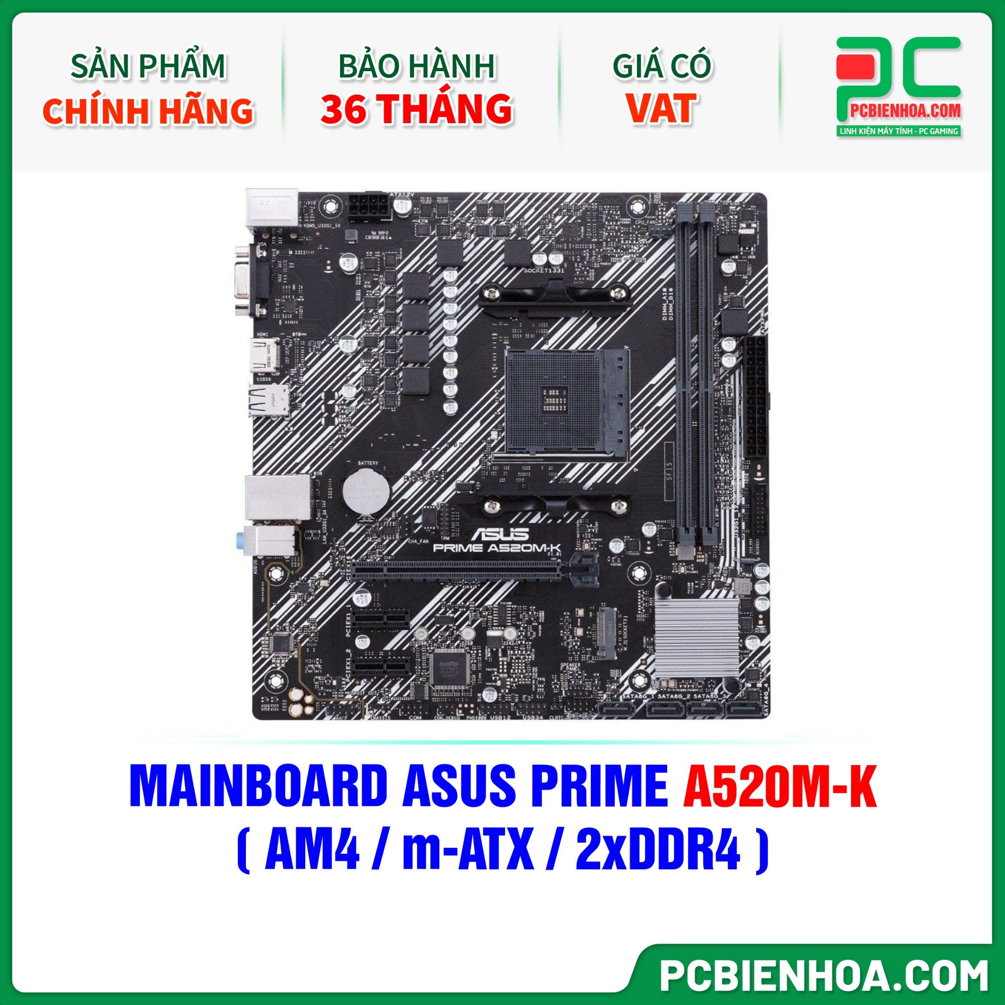 MAINBOARD ASUS PRIME A520M-K ( AM4 / m-ATX / 2xDDR4 )