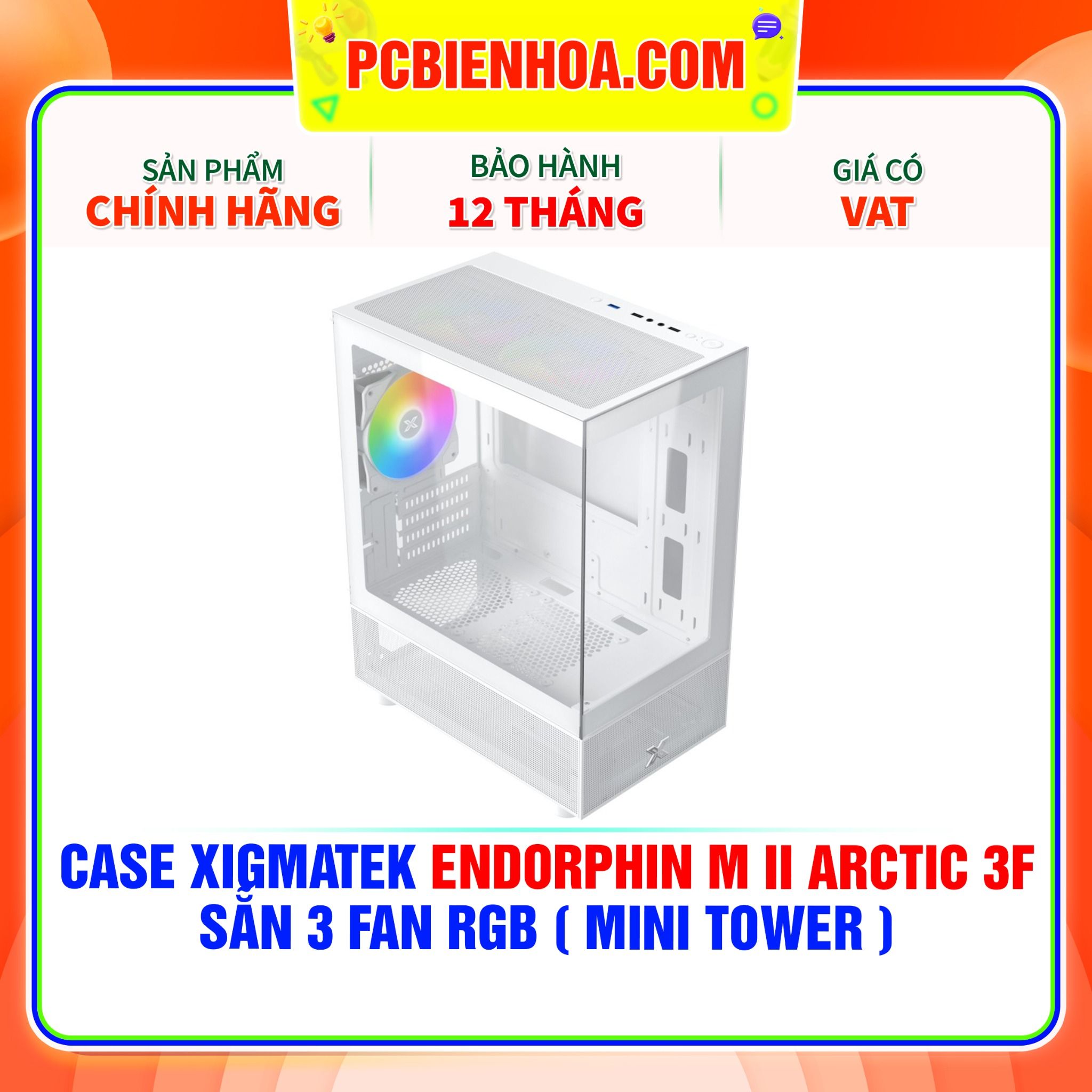  CASE XIGMATEK ENDORPHIN M II ARCTIC 3F - SẴN 3 FAN RGB ( MINI TOWER - EN42928 ) 