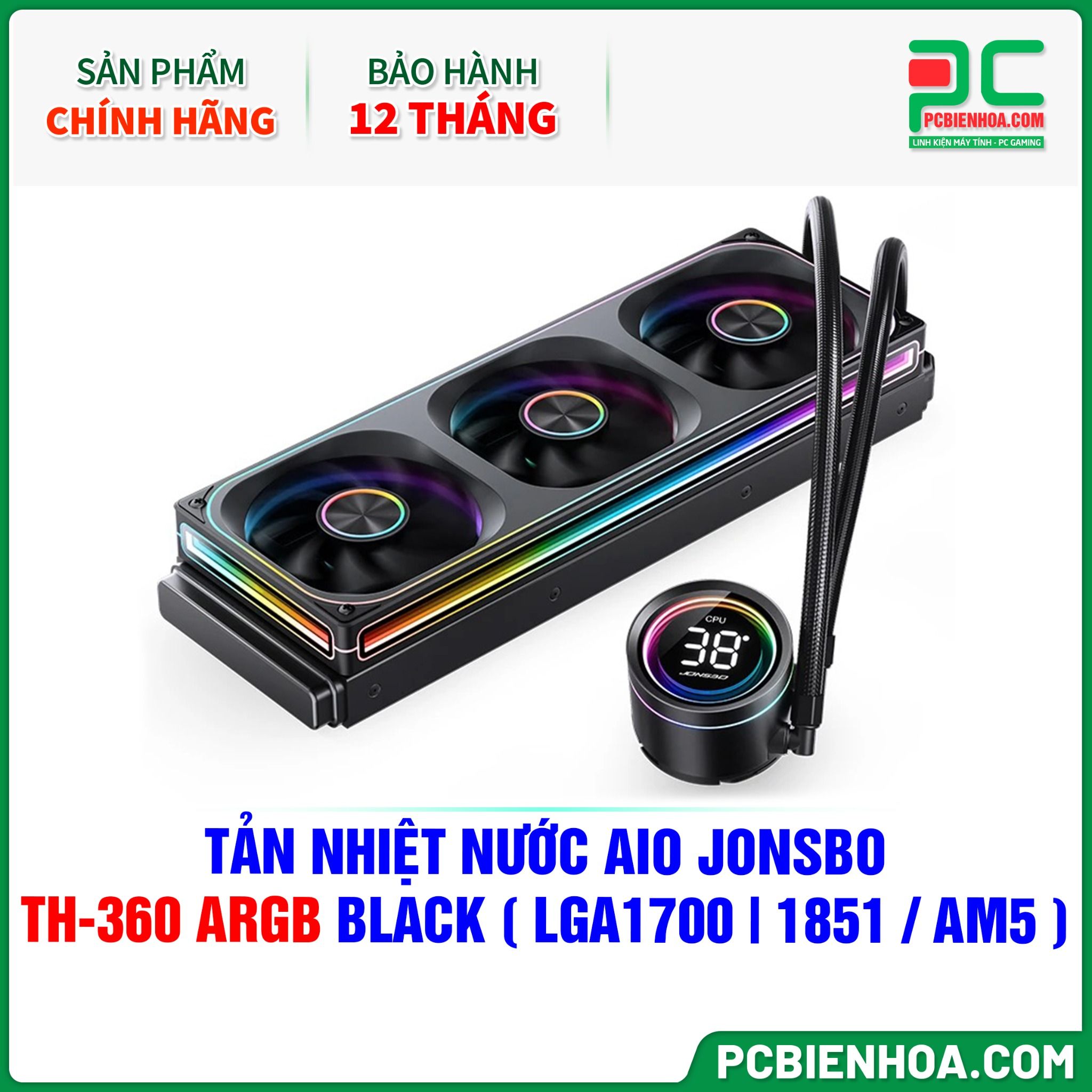 TẢN NHIỆT NƯỚC AIO JONSBO TH-360 ARGB BLACK ( HỖ TRỢ SOCKET LGA1700|1851 / AM5 )
