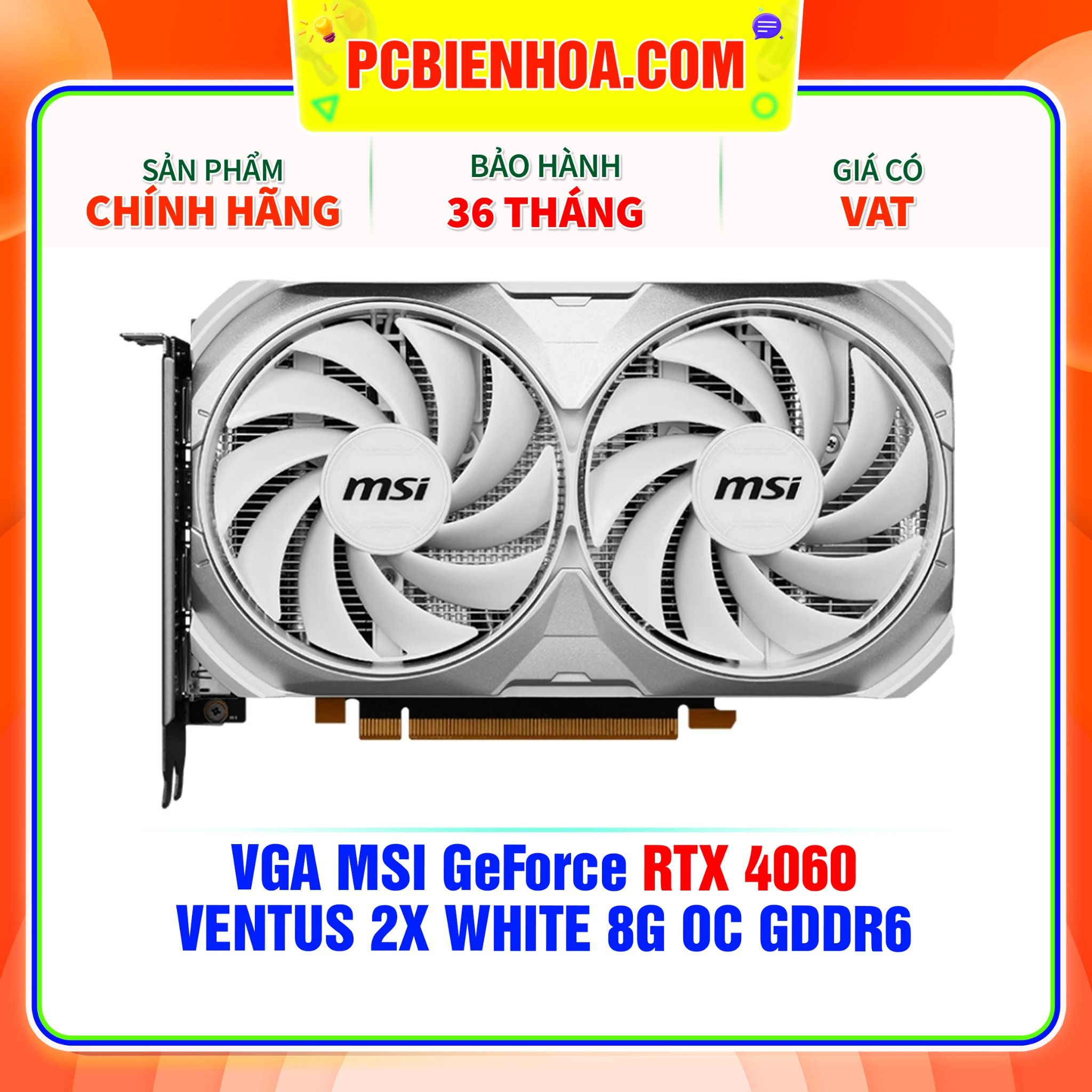  VGA MSI GeForce RTX 4060 VENTUS 2X WHITE 8G OC GDDR6 