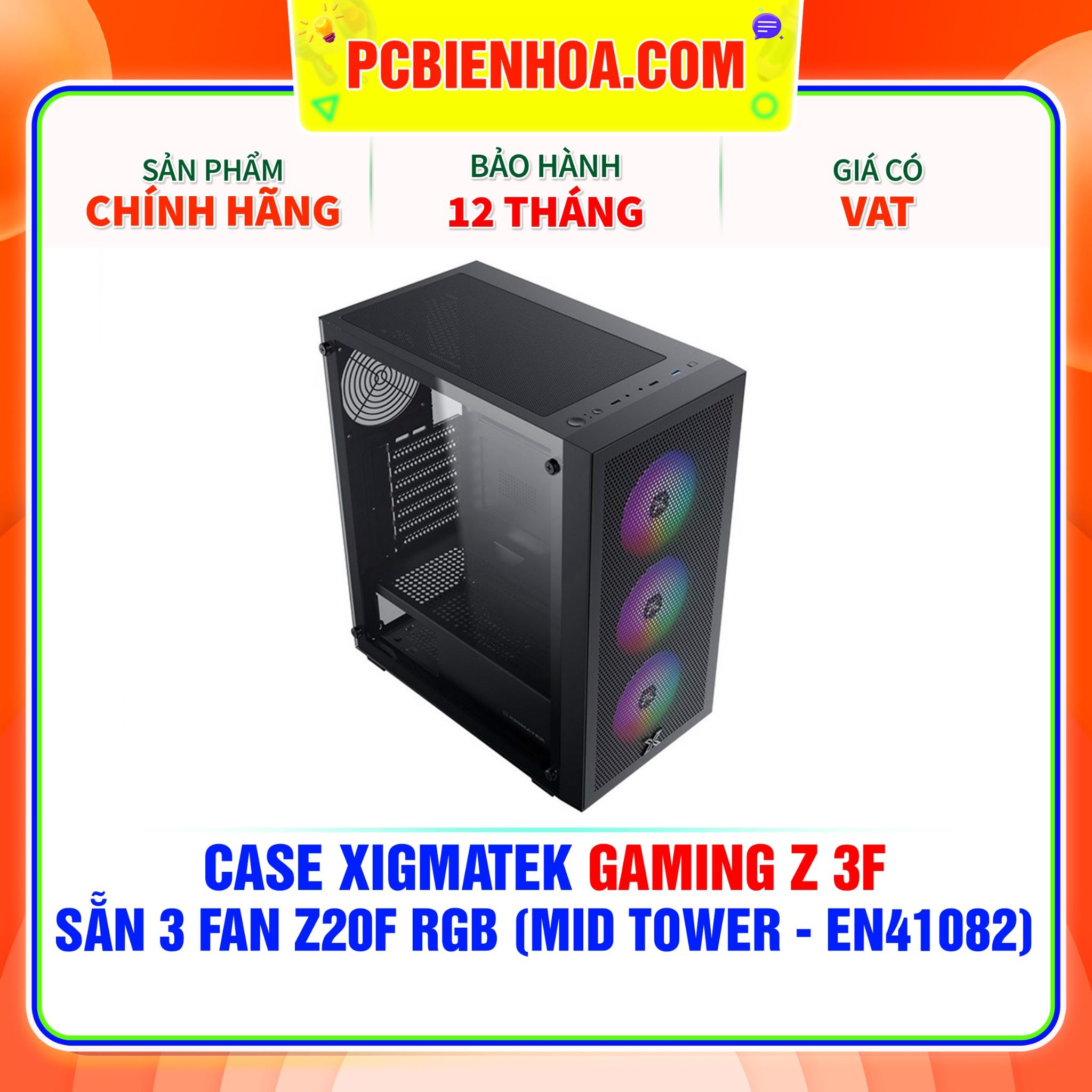  CASE XIGMATEK GAMING Z 3F - SẴN 3 FAN Z20F RGB ( MID TOWER - EN41082 ) 