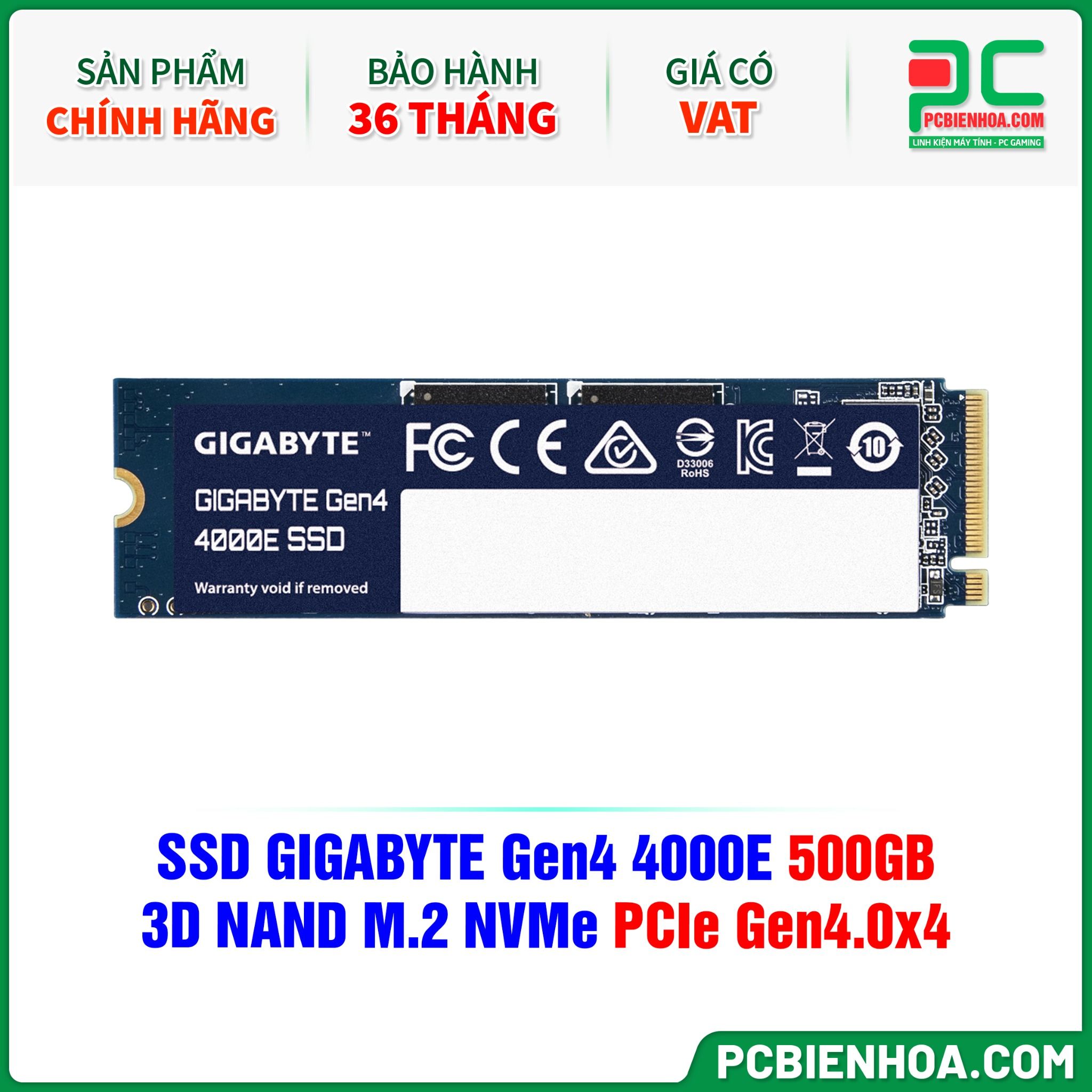 SSD GIGABYTE Gen4 4000E 500GB - 3D NAND M.2 NVMe PCIe Gen4.0x4 (G440E500G)