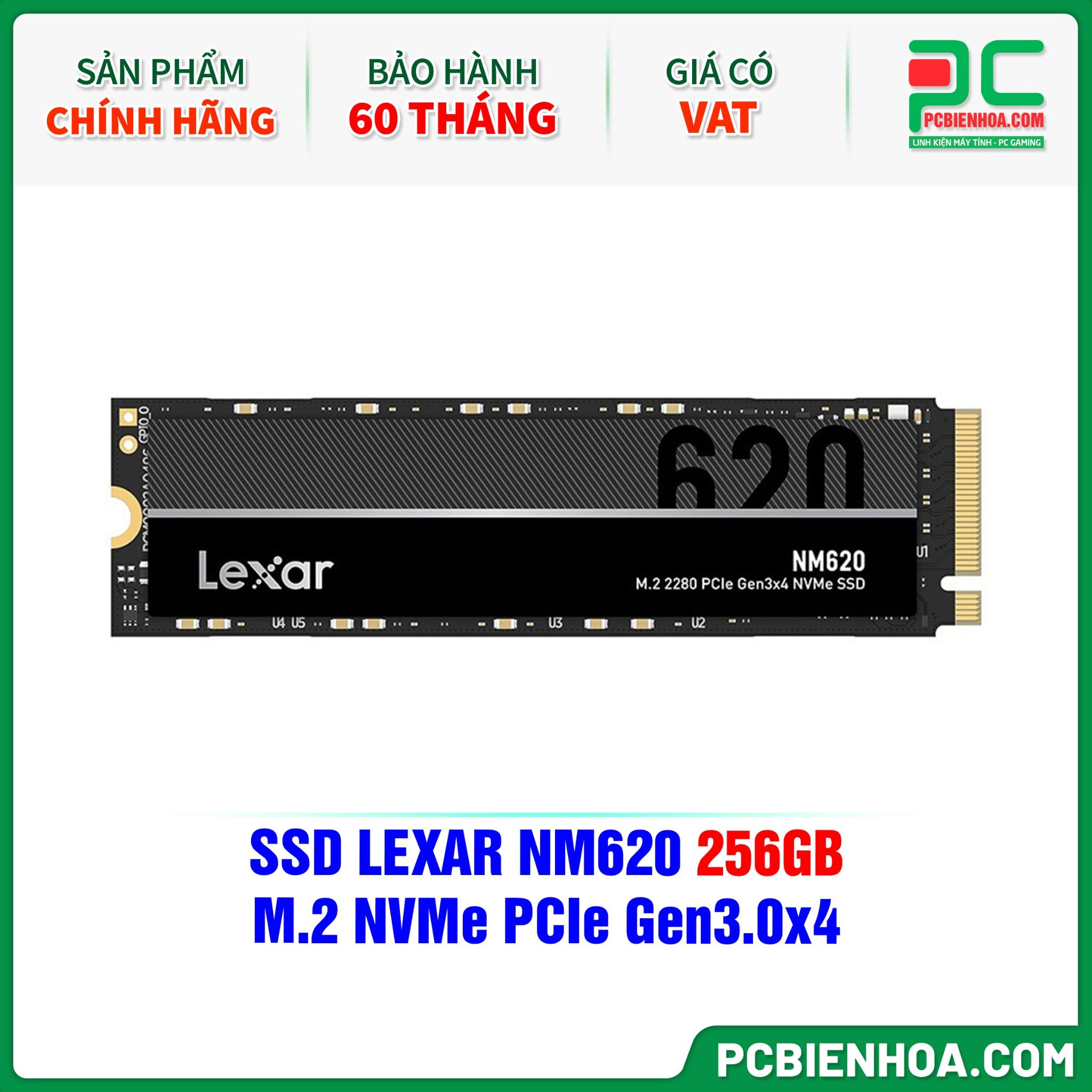 SSD LEXAR NM620 256GB - M.2 NVMe PCIe Gen3.0x4 (LNM620X256G-RNNNG)