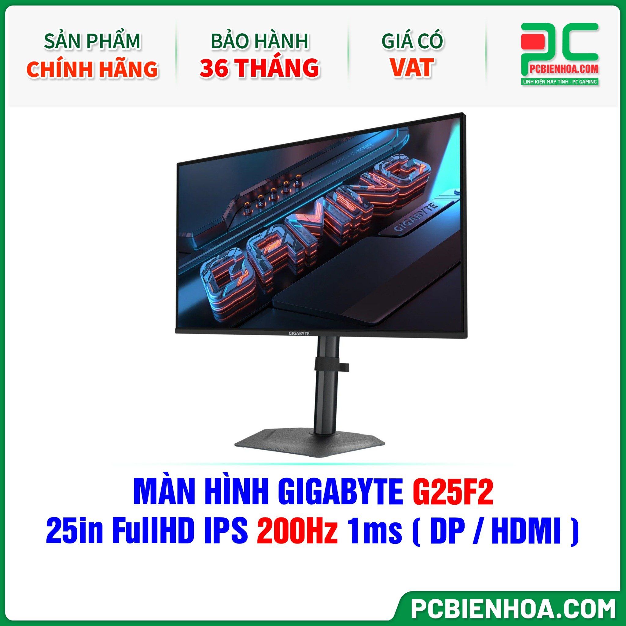 MÀN HÌNH GIGABYTE G25F2 - 25in FullHD IPS 200Hz 1ms ( DP / HDMI )